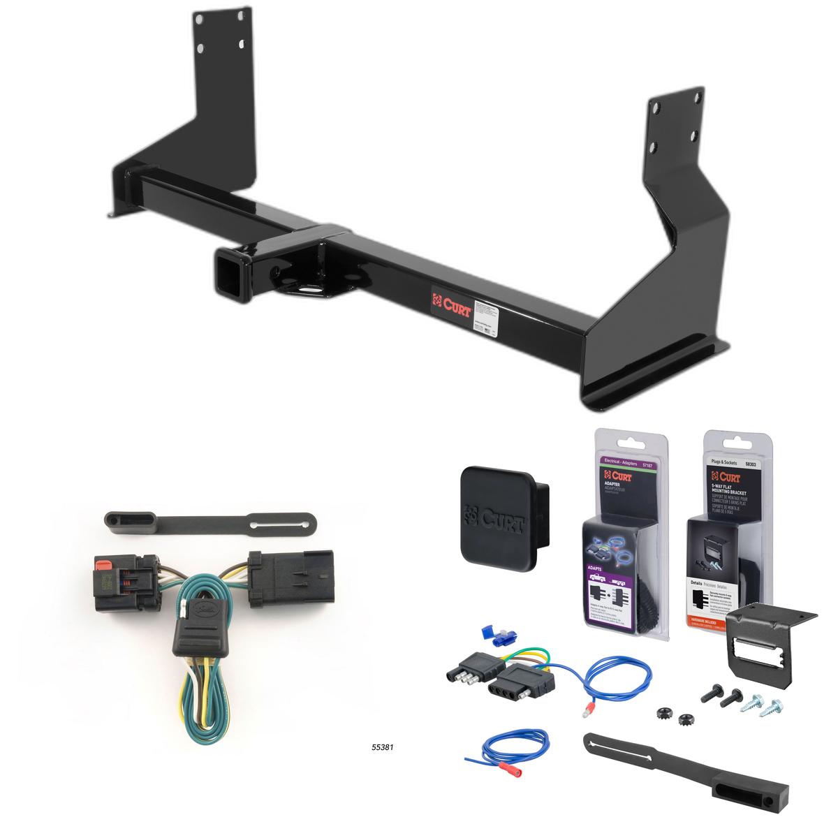 07 - 09 Dodge Sprinter 3500 170" WB with factory step bumper Curt 2" Class 3 Trailer Tow Hitch + 5-Flat Wiring Kit Tow Boat/Utility Trailer with Surge Brakes 13358 thumbnail 0