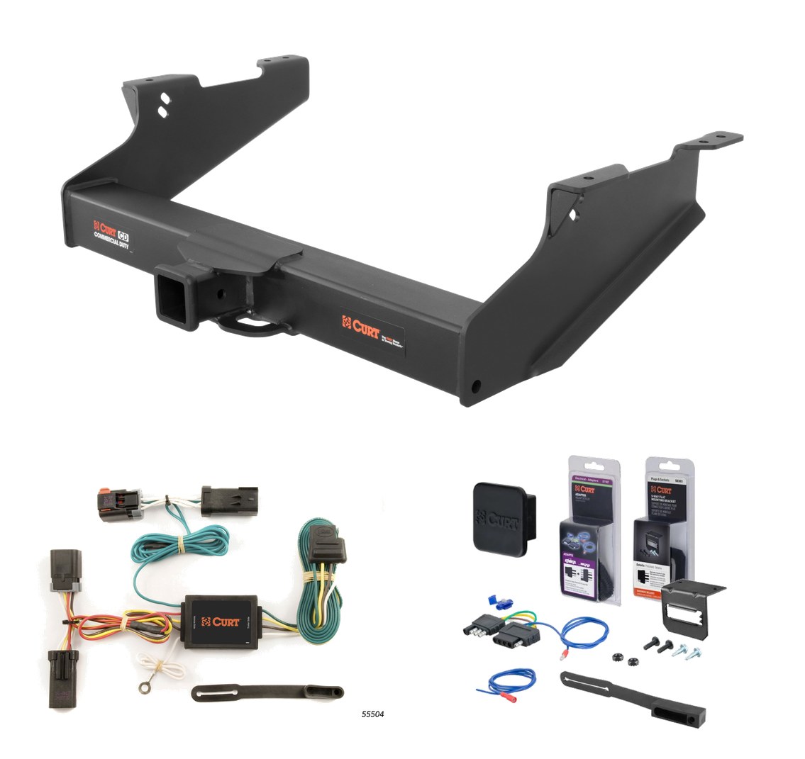 2003 - 2008 Dodge Ram 1500 Will not fit with factory receiver (built in or after 11/02) Curt 2-1/2" Class 5 Trailer Tow Hitch + 5-Flat Wiring Kit Tow Boat/Utility Trailer with Surge Brakes 15704 thumbnail 0