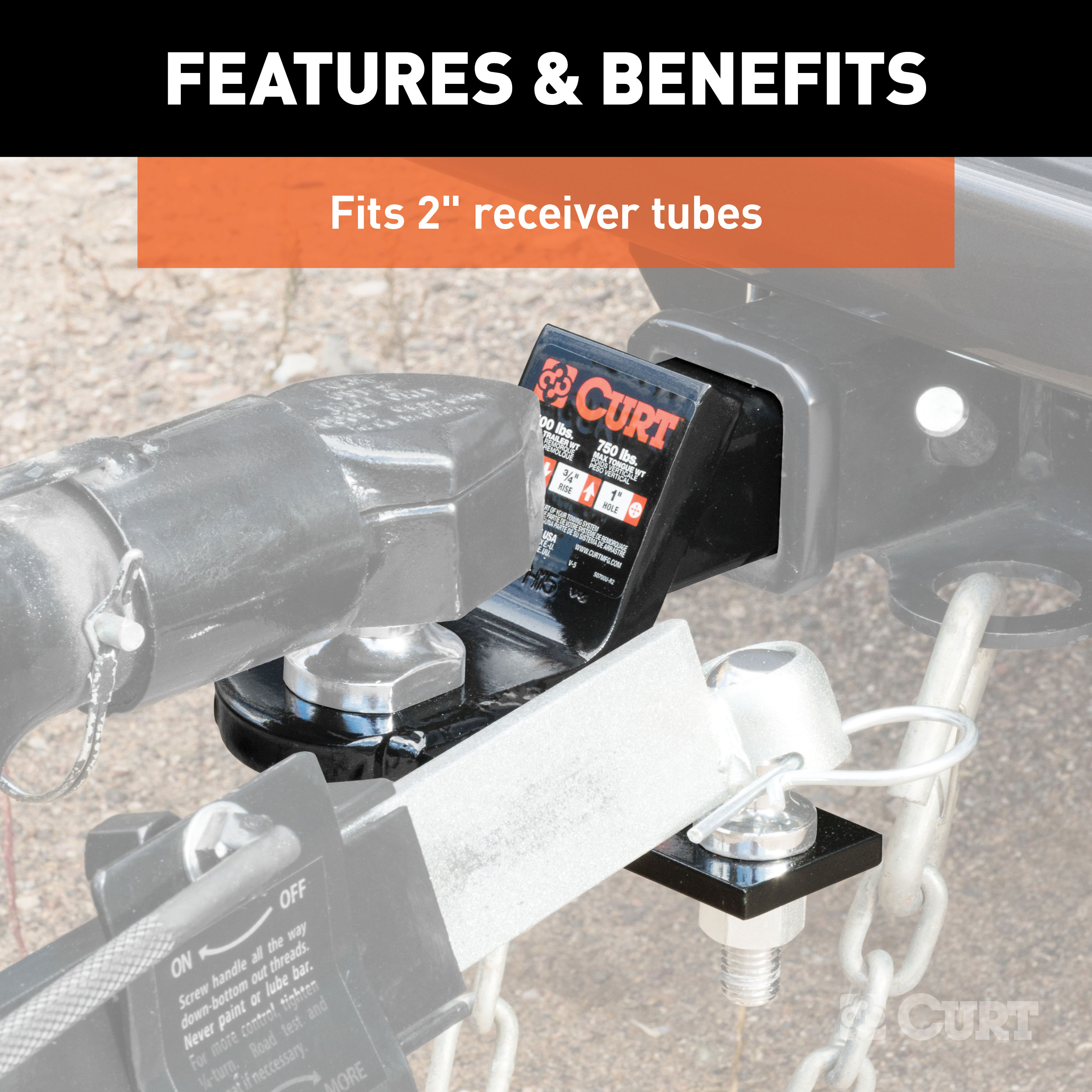 CURT Sway Tab Ball Mount (2" Shank, 7,500 lbss., 2" Drop) Trailer Hitch Ball Mount thumbnail 3