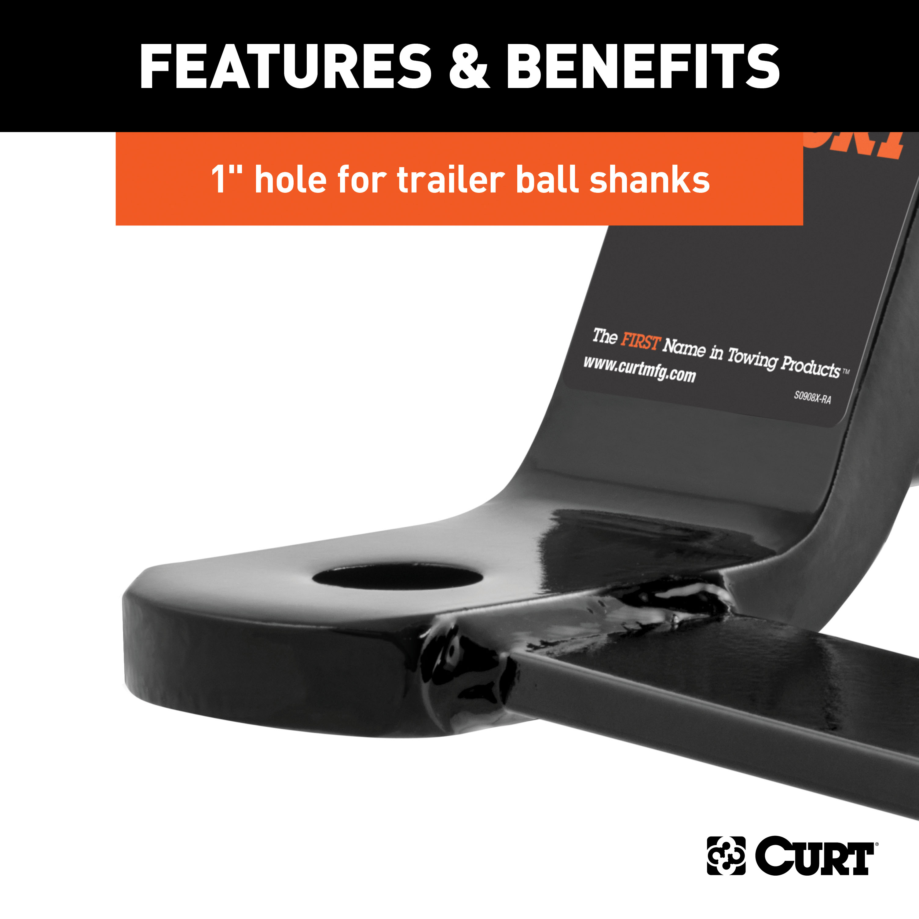 CURT Sway Tab Ball Mount (2" Shank, 7,500 lbss., 2" Drop) Trailer Hitch Ball Mount thumbnail 4