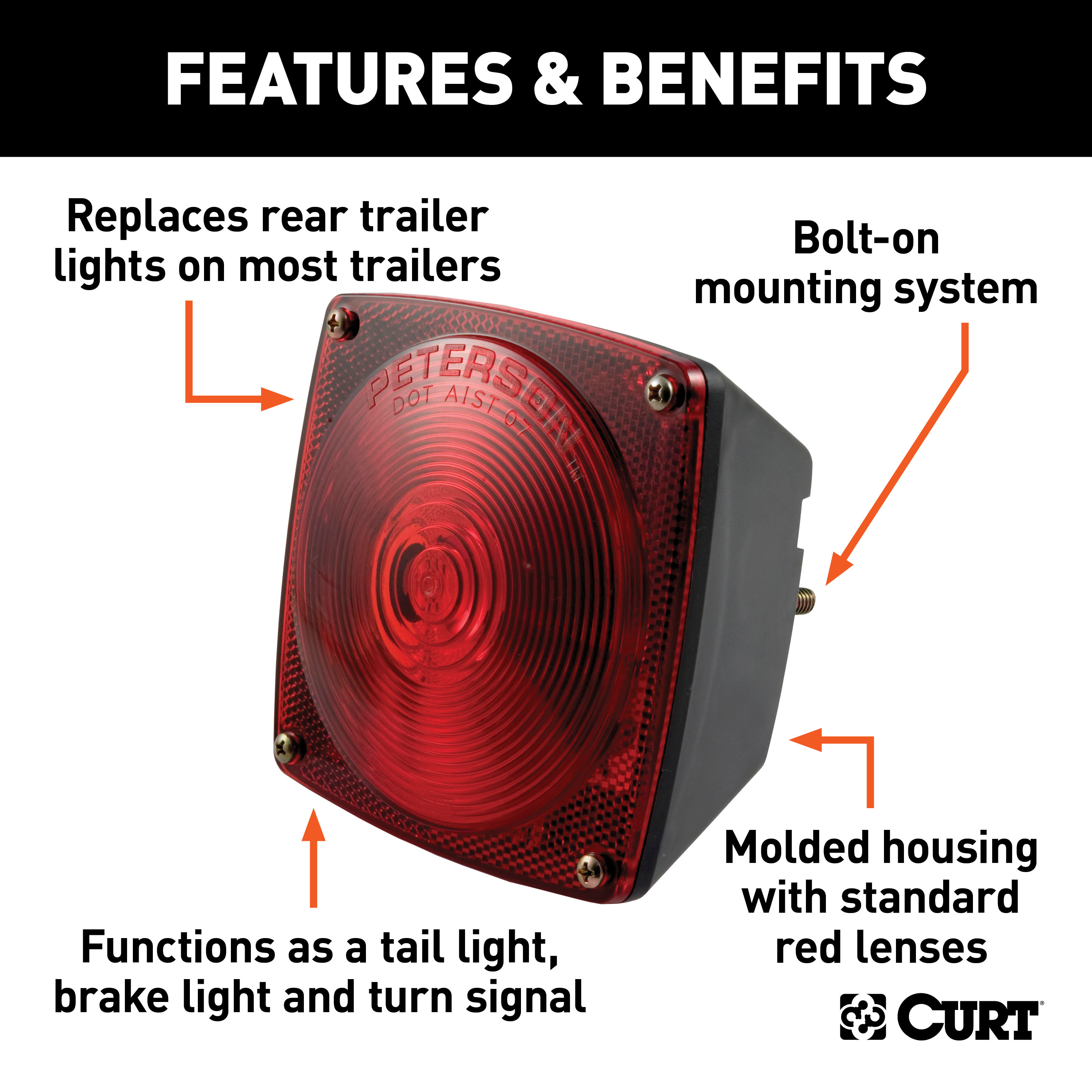 CURT Combination Driver-Side Trailer Light with License Plate Illumination Trailer Light thumbnail 1