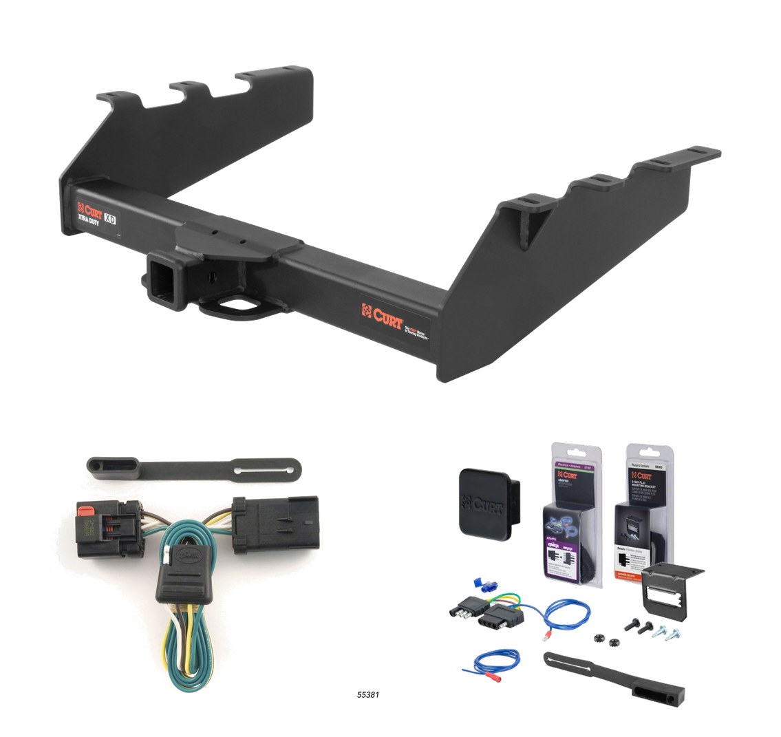 1999 - 2002 Dodge Ram 2500 6.5' bed, factory bumper Curt 2" Class 5 Trailer Tow Hitch + 5-Flat Wiring Kit Tow Boat/Utility Trailer with Surge Brakes 15318 thumbnail 1