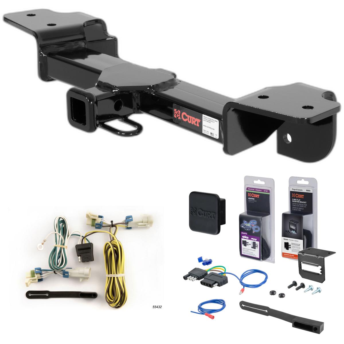 05 - 10 Chevrolet Cobalt Coupe, excluding SS Curt 1-1/4" Class 1 Trailer Tow Hitch + 5-Flat Wiring Kit Tow Boat/Utility Trailer with Surge Brakes 11430 thumbnail 0