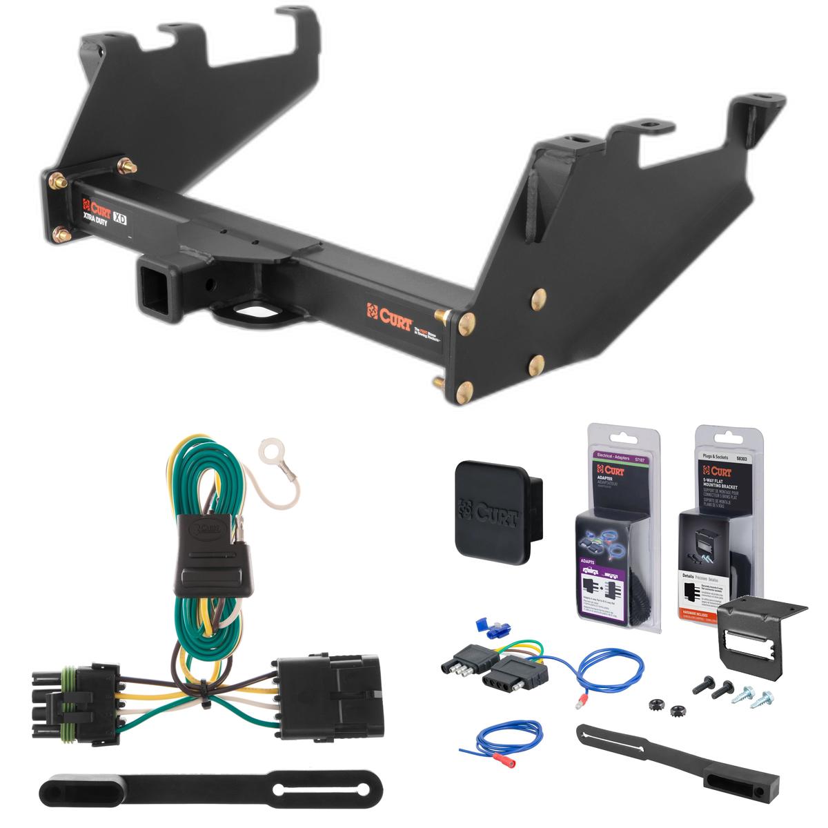 88 - 00 Chevrolet C2500 With 10" step bumper Curt 2" Class 5 Trailer Tow Hitch + 5-Flat Wiring Kit Tow Boat/Utility Trailer with Surge Brakes 15317 thumbnail 0