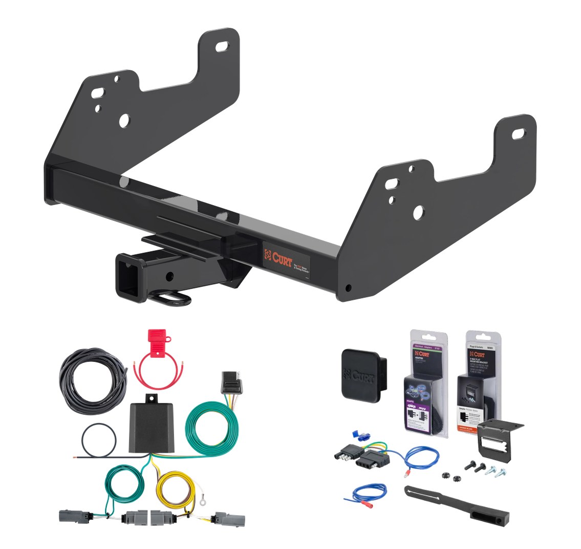 2021 - 2023 Ford F-150 w/o LED Tailights + Excluding factory receiver or Police Responder Curt 2" Class 3 Trailer Tow Hitch + 4-way Wiring Kit Tow Boat/Utility Trailer with Surge Brakes 13475 thumbnail 0