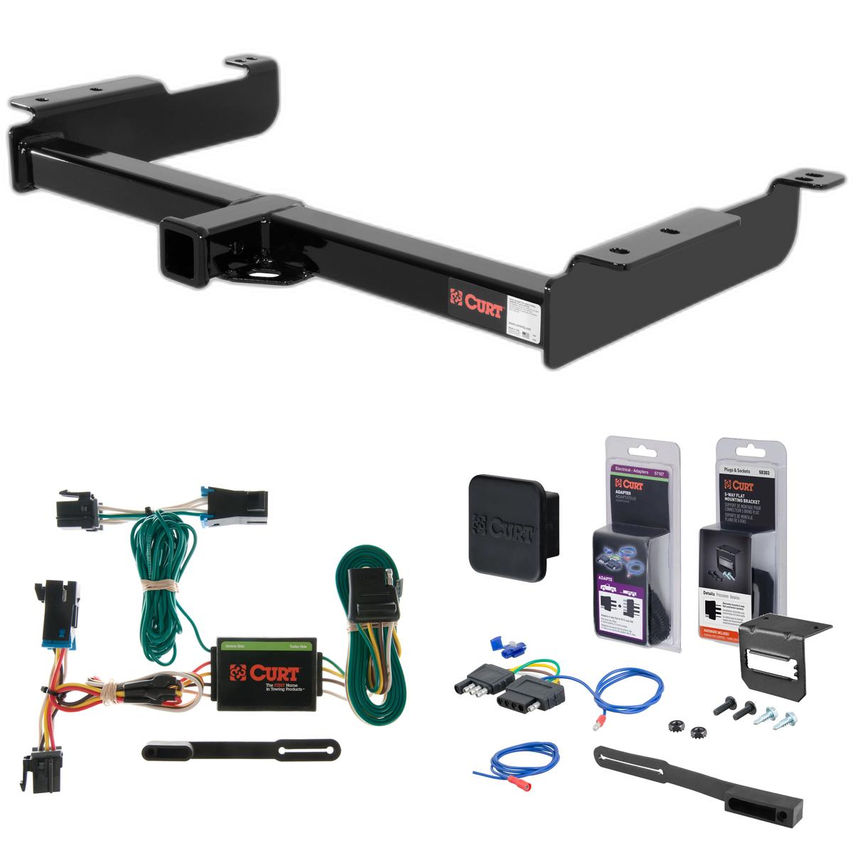 00 - 02 Chevrolet Express 3500 Excluding cutaway models Curt 2" Class 4 Trailer Tow Hitch + 5-Flat Wiring Kit Tow Boat/Utility Trailer with Surge Brakes 14090 thumbnail 0