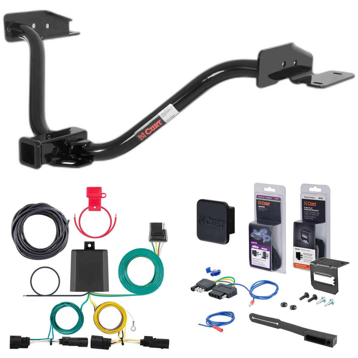 04 - 08 Chrysler Pacifica Excluding hybrid Curt 2" Class 3 Trailer Tow Hitch + 5-Flat Wiring Kit Tow Boat/Utility Trailer with Surge Brakes 13529-1 thumbnail 0