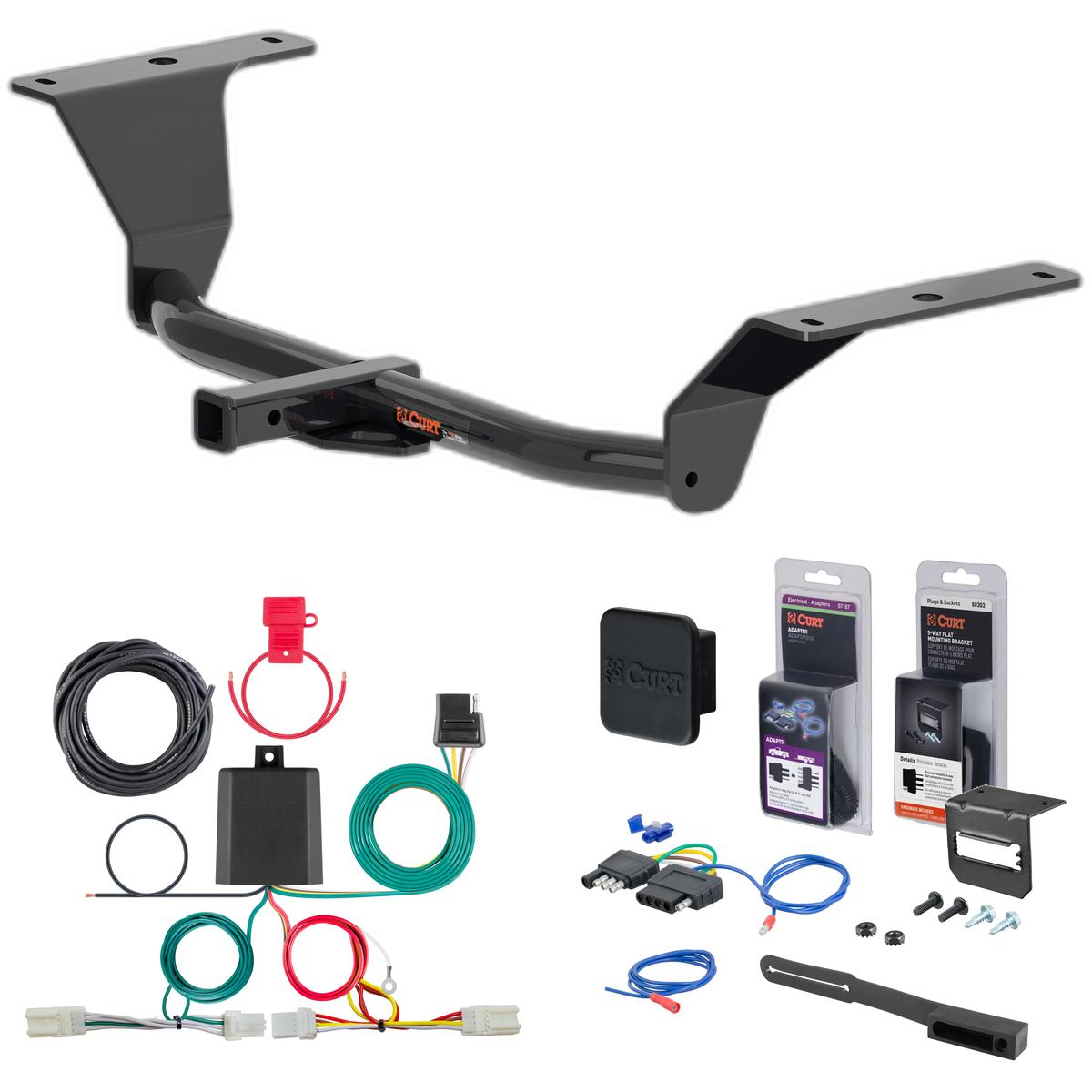 21 - 23 Hyundai Elantra Sedan, excluding N, N Line, or Hybrid Curt 1-1/4" Class 1 Trailer Tow Hitch + 5-Flat Wiring Kit Tow Boat/Utility Trailer with Surge Brakes 11630 thumbnail 0