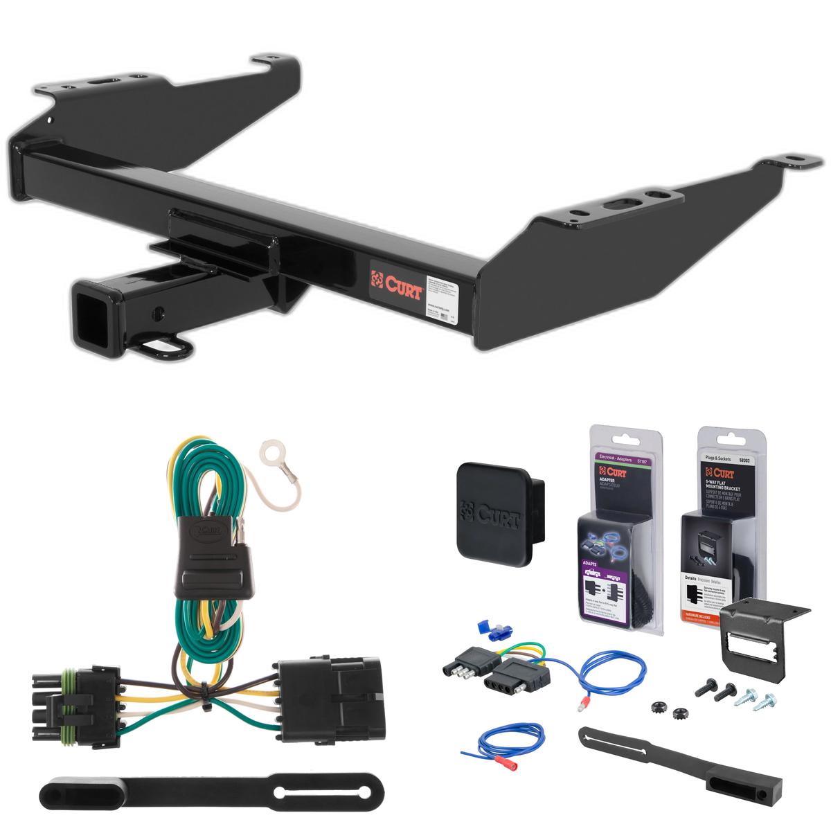 88 - 00 Chevrolet K3500 With dual exhaust Curt 2" Class 3 Trailer Tow Hitch + 5-Flat Wiring Kit Tow Boat/Utility Trailer with Surge Brakes 13042 thumbnail 0