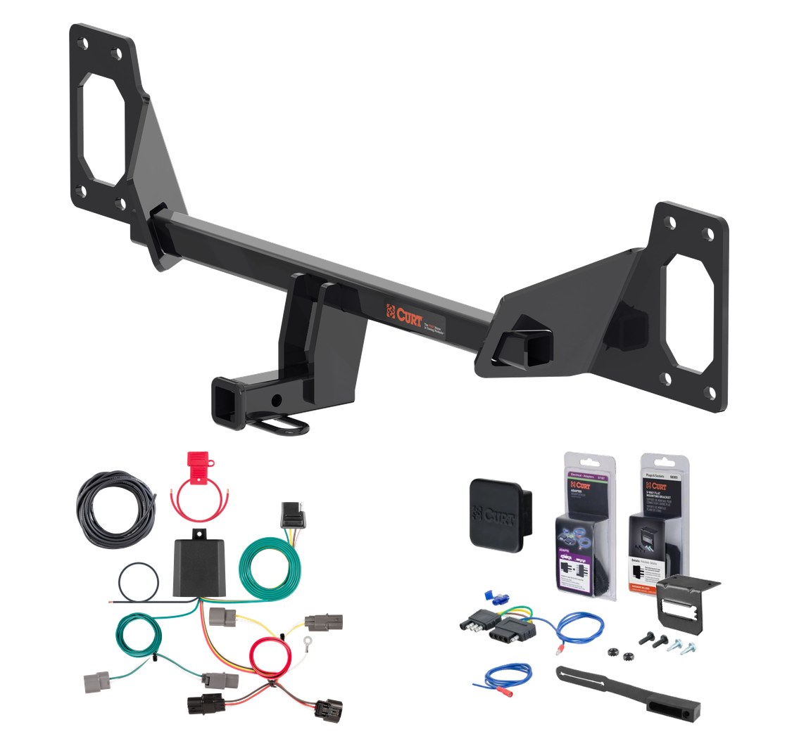 2022 - 2024 Honda Civic Sedan, excluding center exhaust Curt 1-1/4" Class 1 Trailer Tow Hitch + 5-Flat Wiring Kit Tow Boat/Utility Trailer with Surge Brakes 11591 thumbnail 0