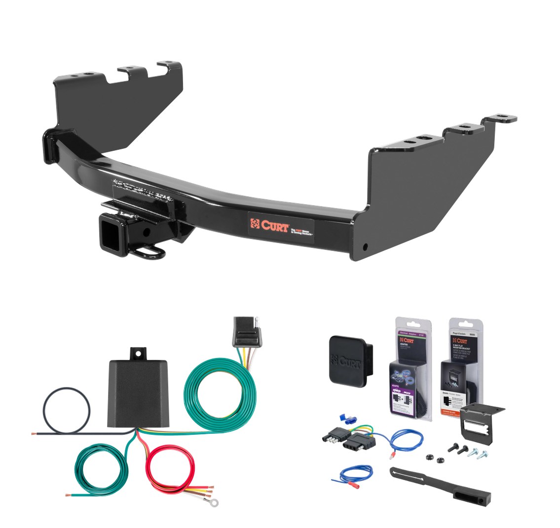 2019 Chevrolet Silverado 1500 LD Curt 2" Class 4 Trailer Tow Hitch + 5-Flat Wiring Kit Tow Boat/Utility Trailer with Surge Brakes 14006 thumbnail 0