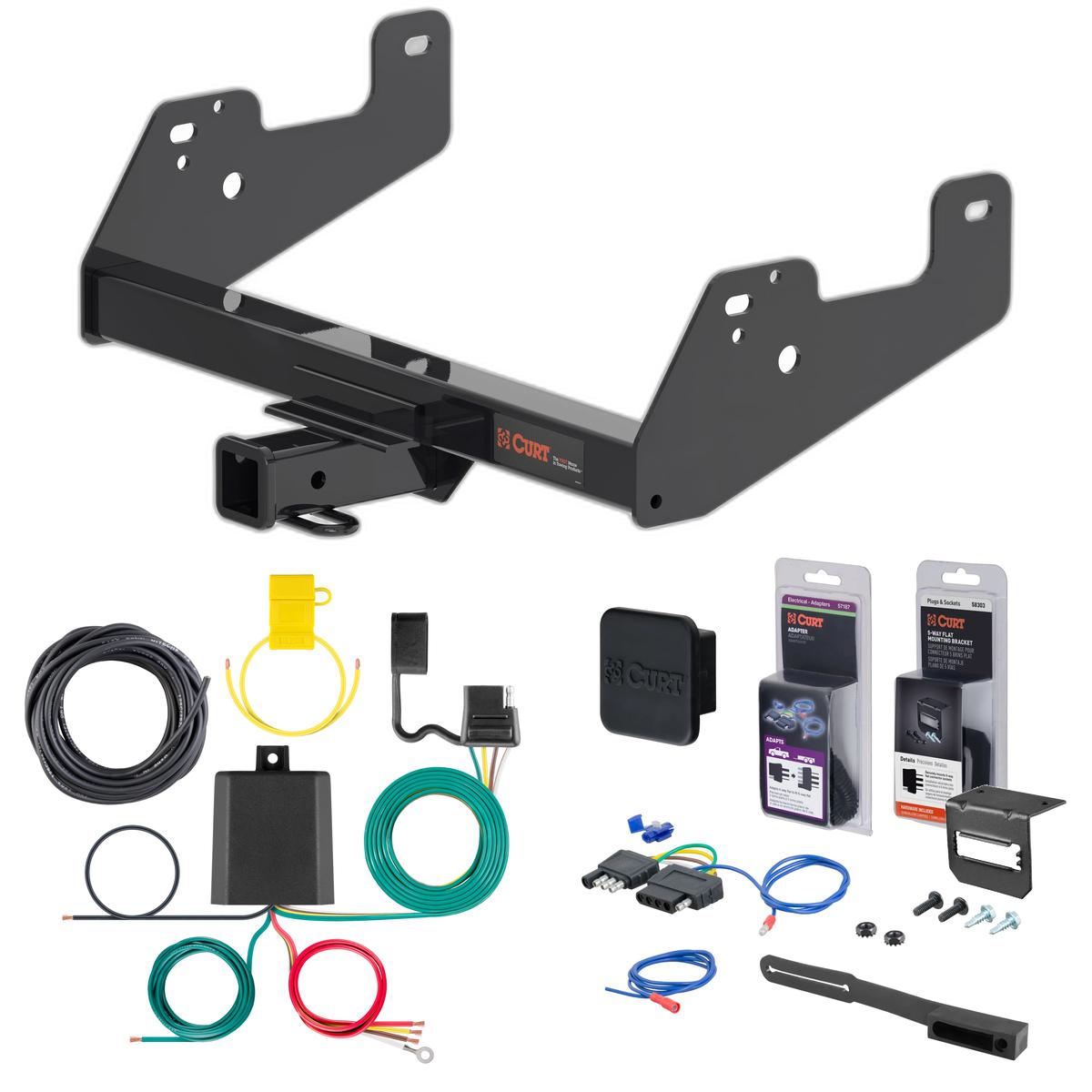 2020 Ford F-150 Excluding factory receiver or Police Responder Curt 2" Class 3 Trailer Tow Hitch + 5-Flat Wiring Kit Tow Boat/Utility Trailer with Surge Brakes 13475 thumbnail 0
