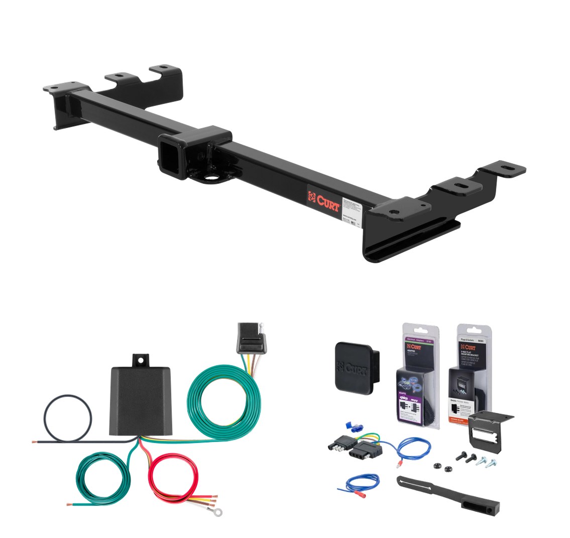 2001 - 2006 Chevrolet Silverado 1500 HD With roll pan bumper Curt 2" Class 3 Trailer Tow Hitch + 5-Flat Wiring Kit Tow Boat/Utility Trailer with Surge Brakes 13932 thumbnail 0