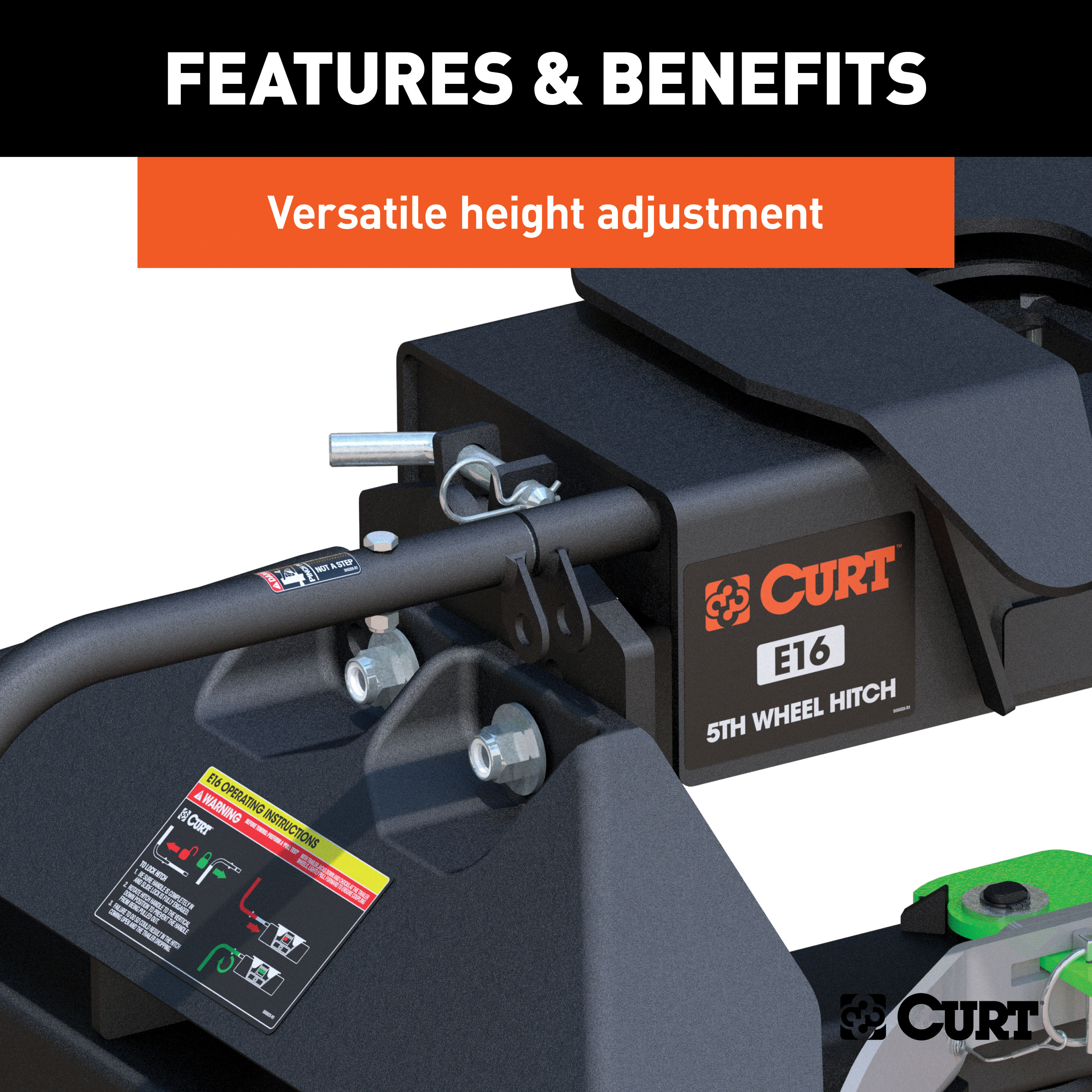 CURT 16K, E16 5th Wheel Hitch, Select Nissan Titan XD, 8' Bed Puck System thumbnail 5
