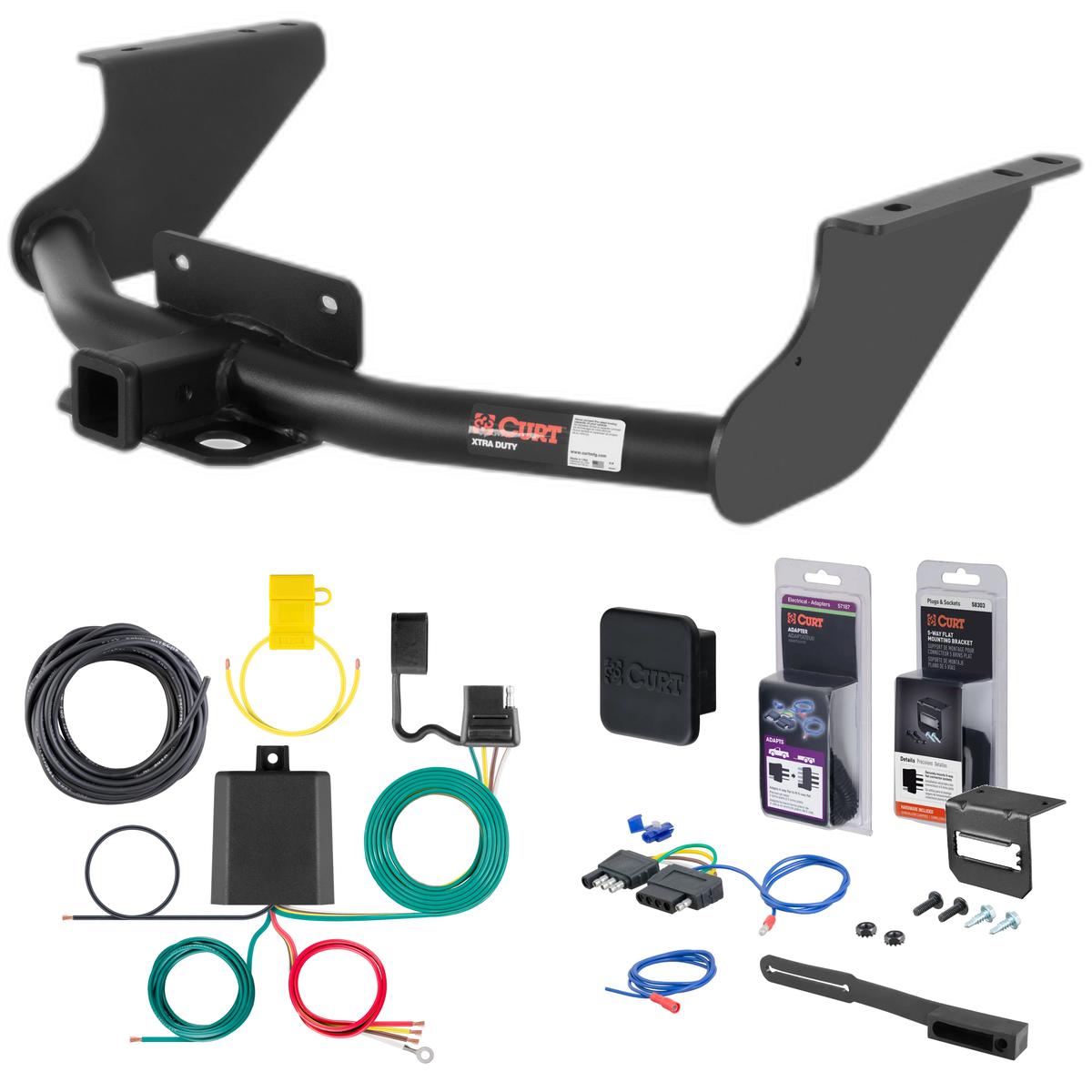 11 - 18 Ram 1500 Excluding factory receiver Curt 2" Class 5 Trailer Tow Hitch + 5-Flat Wiring Kit Tow Boat/Utility Trailer with Surge Brakes 15572 thumbnail 0
