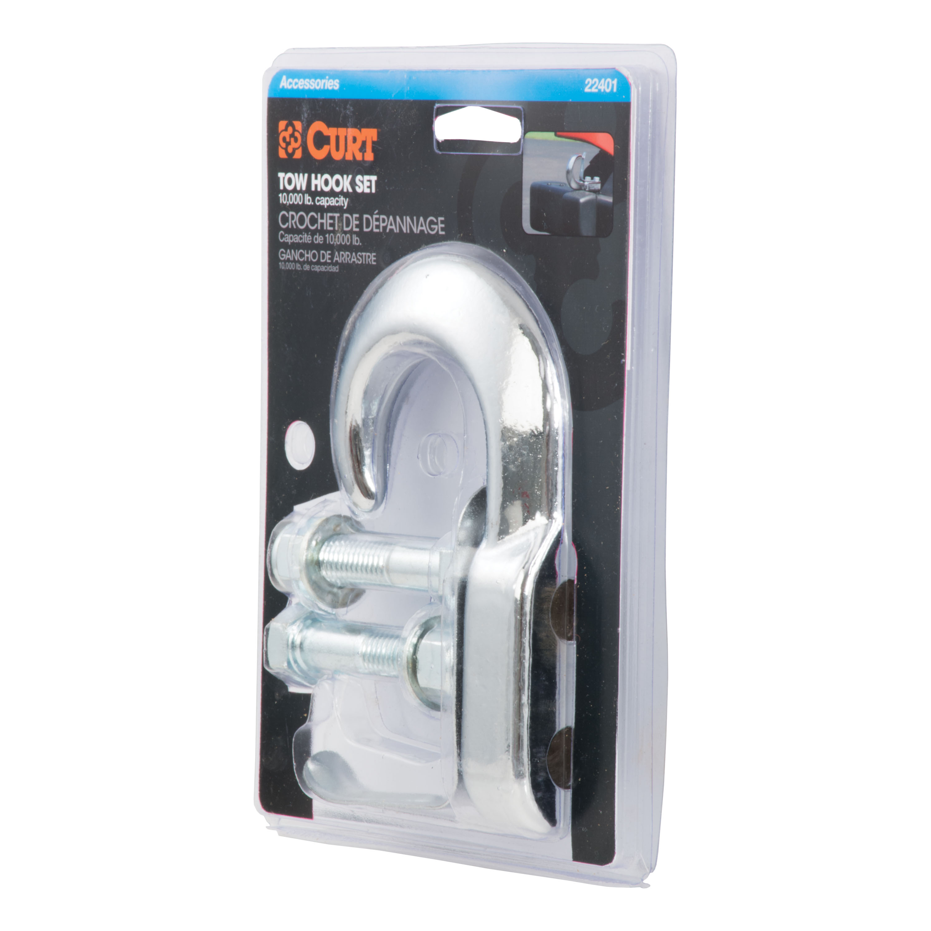 CURT Tow Hook with Hardware (10,000 lbs., Chrome) Tow Hook thumbnail 4