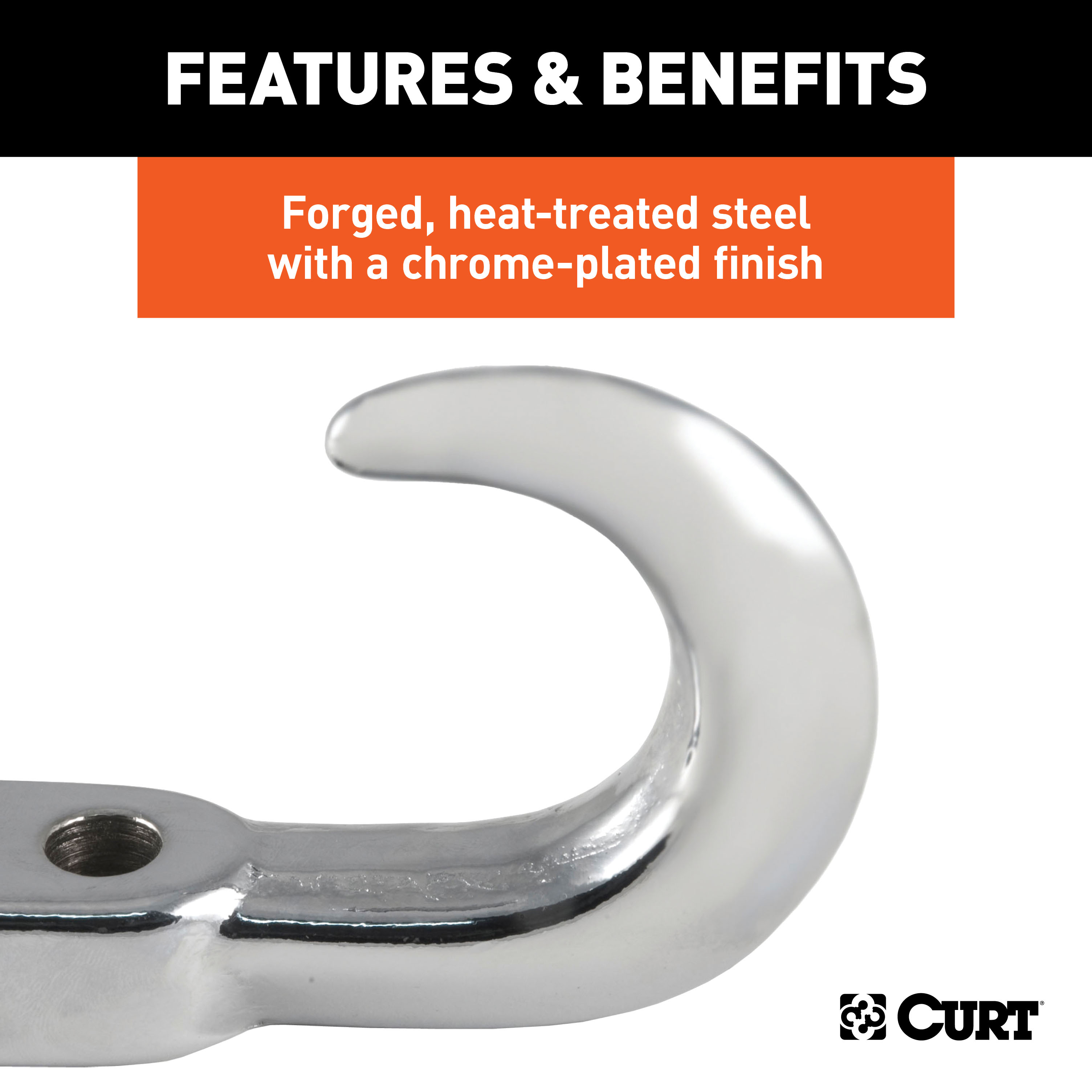 CURT Tow Hook with Hardware (10,000 lbs., Chrome) Tow Hook thumbnail 3