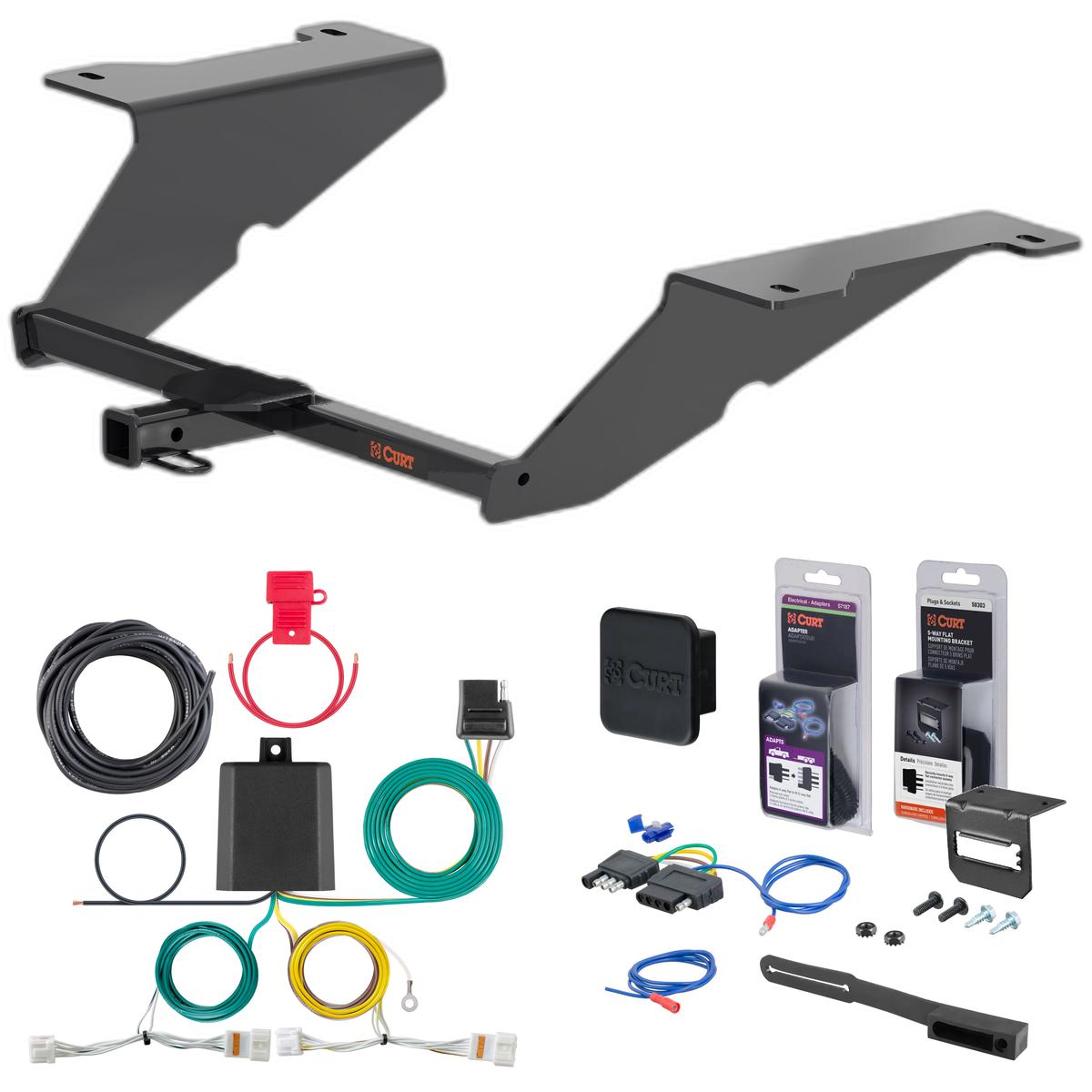 20 - 23 Hyundai Sonata Excluding N Line Curt 1-1/4" Class 1 Trailer Tow Hitch + 5-Flat Wiring Kit Tow Boat/Utility Trailer with Surge Brakes 11673 thumbnail 0