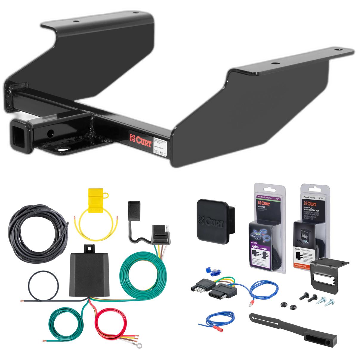 03 - 08 Hyundai Tiburon Curt 1-1/4" Class 1 Trailer Tow Hitch + 5-Flat Wiring Kit Tow Boat/Utility Trailer with Surge Brakes 11477 thumbnail 0