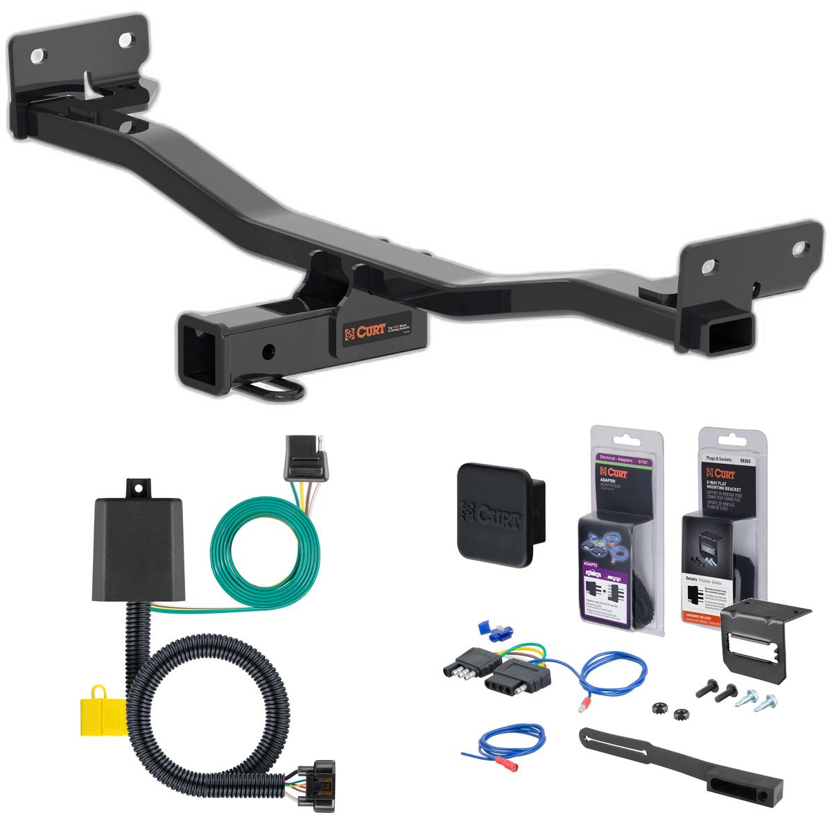 22 - 24 Hyundai Tucson Curt 2" Class 3 Trailer Tow Hitch + 5-Flat Wiring Kit Tow Boat/Utility Trailer with Surge Brakes 13485 thumbnail 0