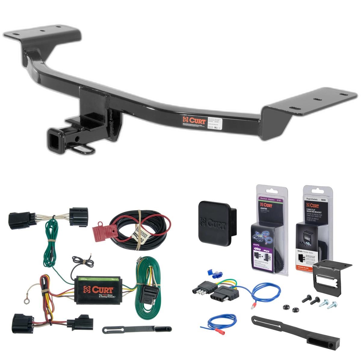 12 - 14 Ford Focus Hatchback, excluding RS and ST Curt 1-1/4" Class 1 Trailer Tow Hitch + 5-Flat Wiring Kit Tow Boat/Utility Trailer with Surge Brakes 11158 thumbnail 0