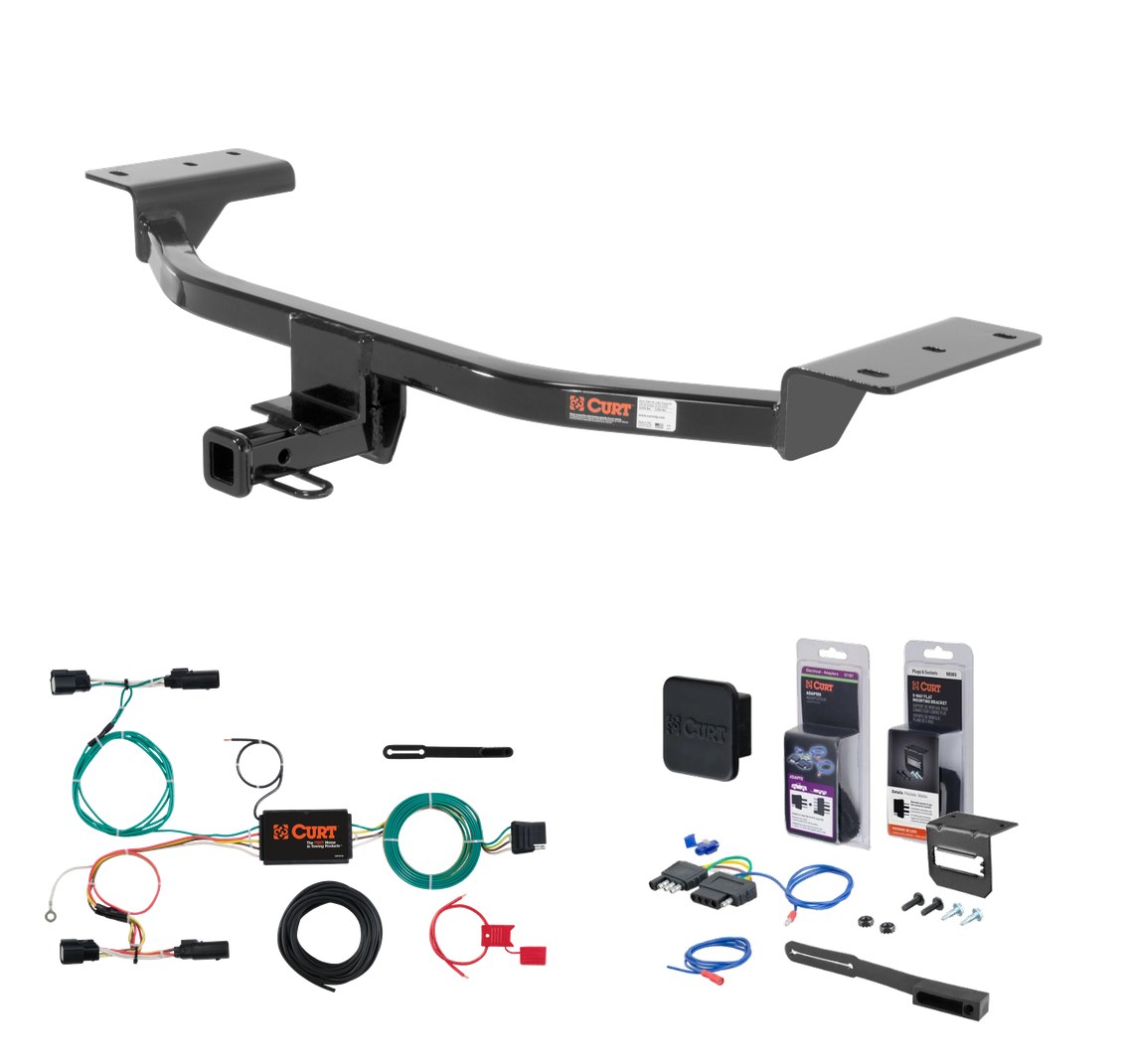 2015 - 2018 Ford Focus Hatchback, excluding RS and ST Curt 1-1/4" Class 1 Trailer Tow Hitch + 5-Flat Wiring Kit Tow Boat/Utility Trailer with Surge Brakes 11158 thumbnail 1