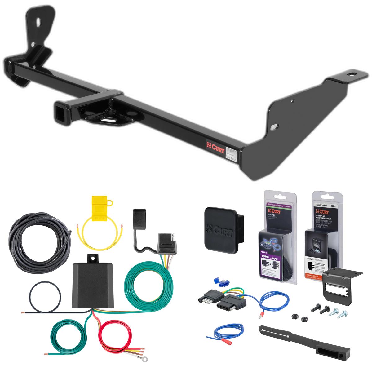 00 - 07 Ford Focus Sedan, excluding SVT and SAP Curt 1-1/4" Class 1 Trailer Tow Hitch + 5-Flat Wiring Kit Tow Boat/Utility Trailer with Surge Brakes 11294 thumbnail 0