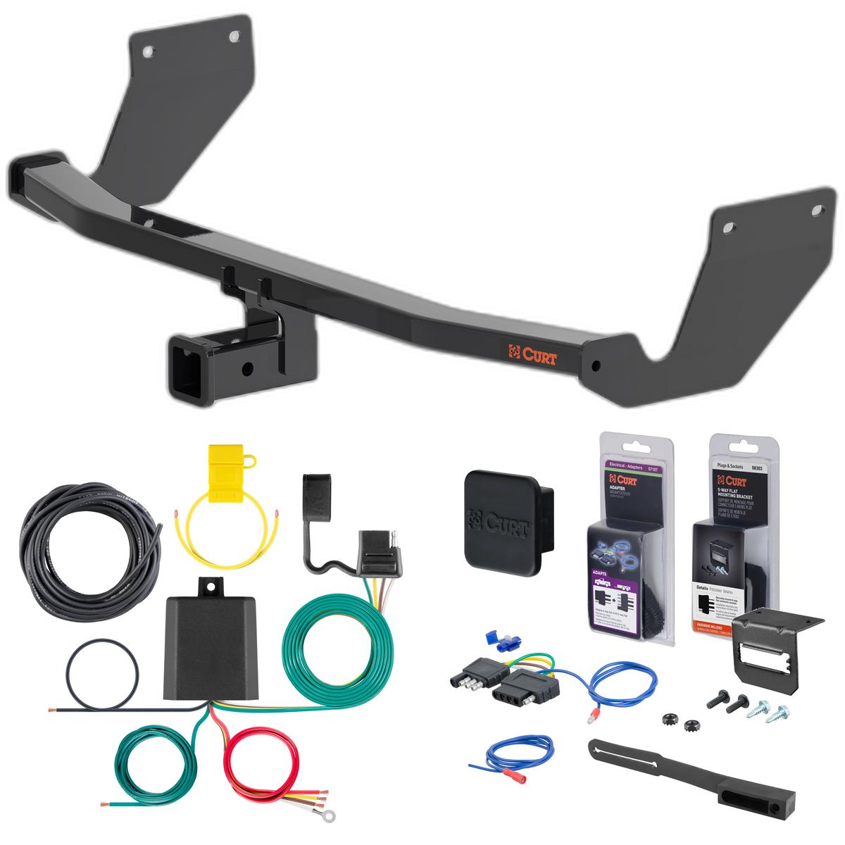 23 - 24 Lexus RZ450e Curt 2" Trailer Tow Hitch + 5-Flat Wiring Kit Tow Boat/Utility Trailer with Surge Brakes 13546 thumbnail 0