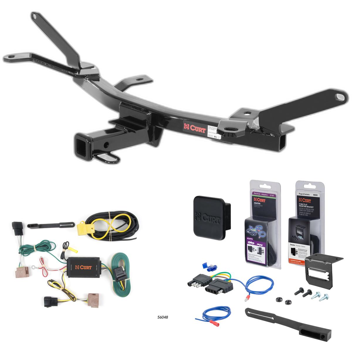 06 - 09 Ford Fusion Curt 1-1/4" Class 1 Trailer Tow Hitch + 5-Flat Wiring Kit Tow Boat/Utility Trailer with Surge Brakes 11329 thumbnail 0