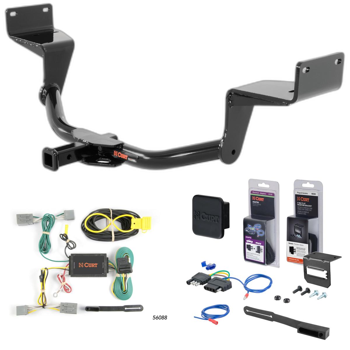 15 - 21 Ford Mustang Coupe, excluding Mach-1, Shelby, active exhaust, or quad exhaust tips Curt 1-1/4" Class 1 Trailer Tow Hitch + 5-Flat Wiring Kit Tow Boat/Utility Trailer with Surge Brakes 11405 thumbnail 0