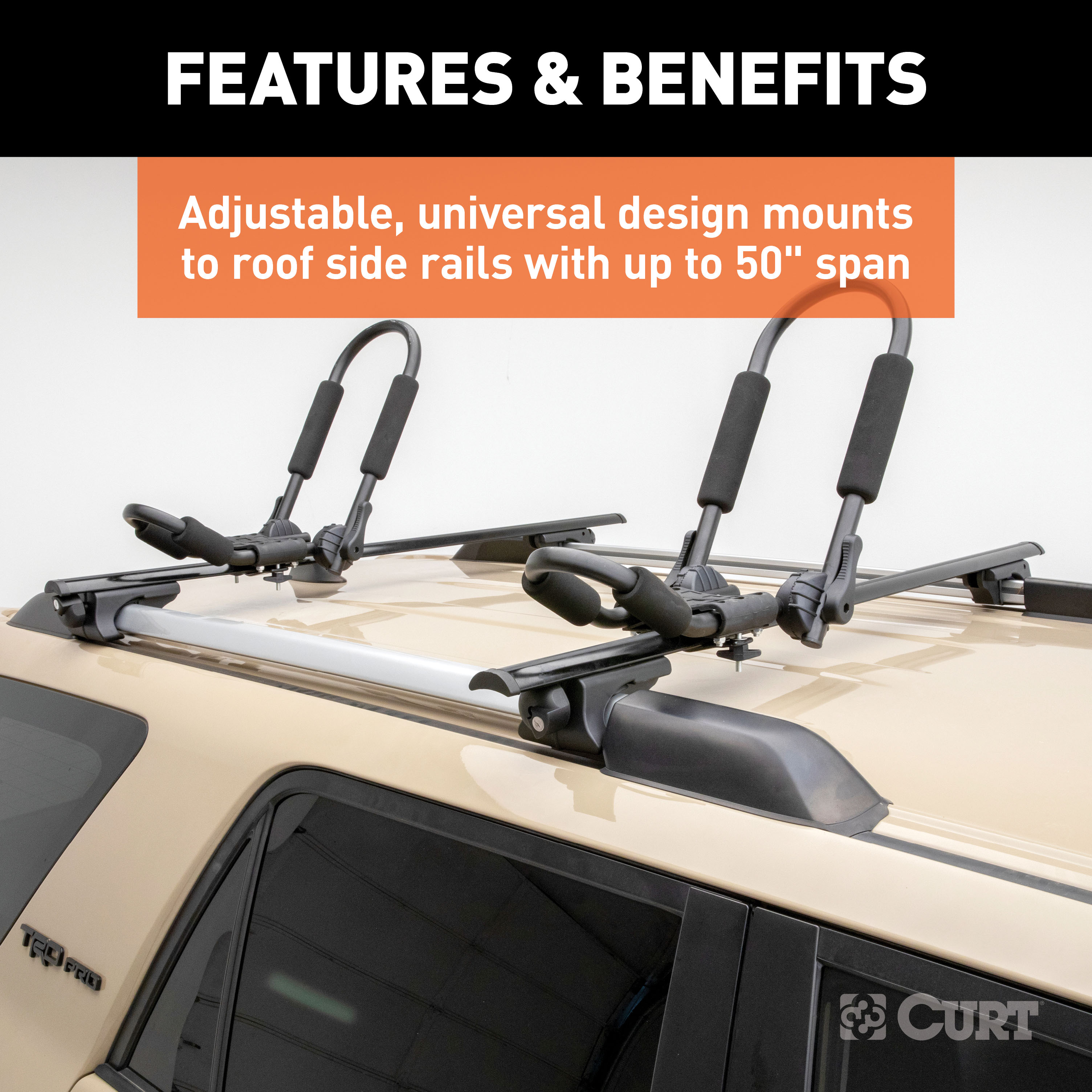CURT 53-3/8" Aluminum Universal Roof Rack Crossbars Roof Rack Bar thumbnail 3
