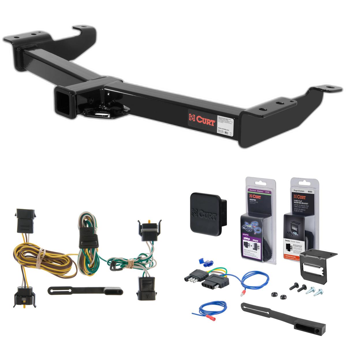 00 - 03 Ford E-250 Curt 2" Class 4 Trailer Tow Hitch + 5-Flat Wiring Kit Tow Boat/Utility Trailer with Surge Brakes 14055 thumbnail 0