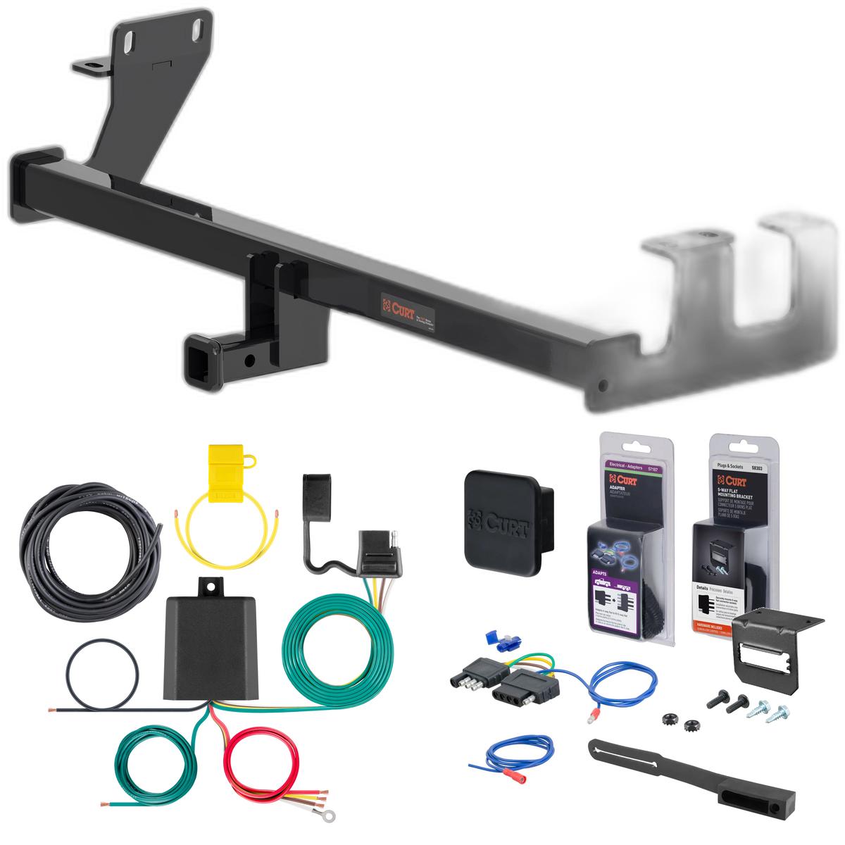 18 - 22 Ford EcoSport Curt 1-1/4" Class 2 Trailer Tow Hitch + 5-Flat Wiring Kit Tow Boat/Utility Trailer with Surge Brakes 12188 thumbnail 0