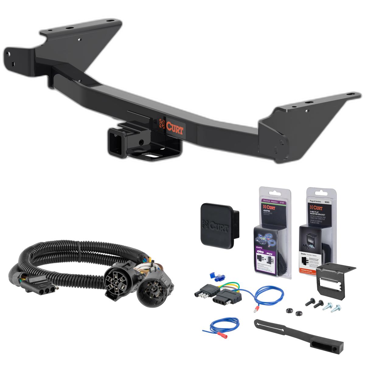 23 - 25 Chevrolet Colorado Curt 2" Class 3 Trailer Tow Hitch + 5-Flat Wiring Kit Tow Boat/Utility Trailer with Surge Brakes 13576 thumbnail 0