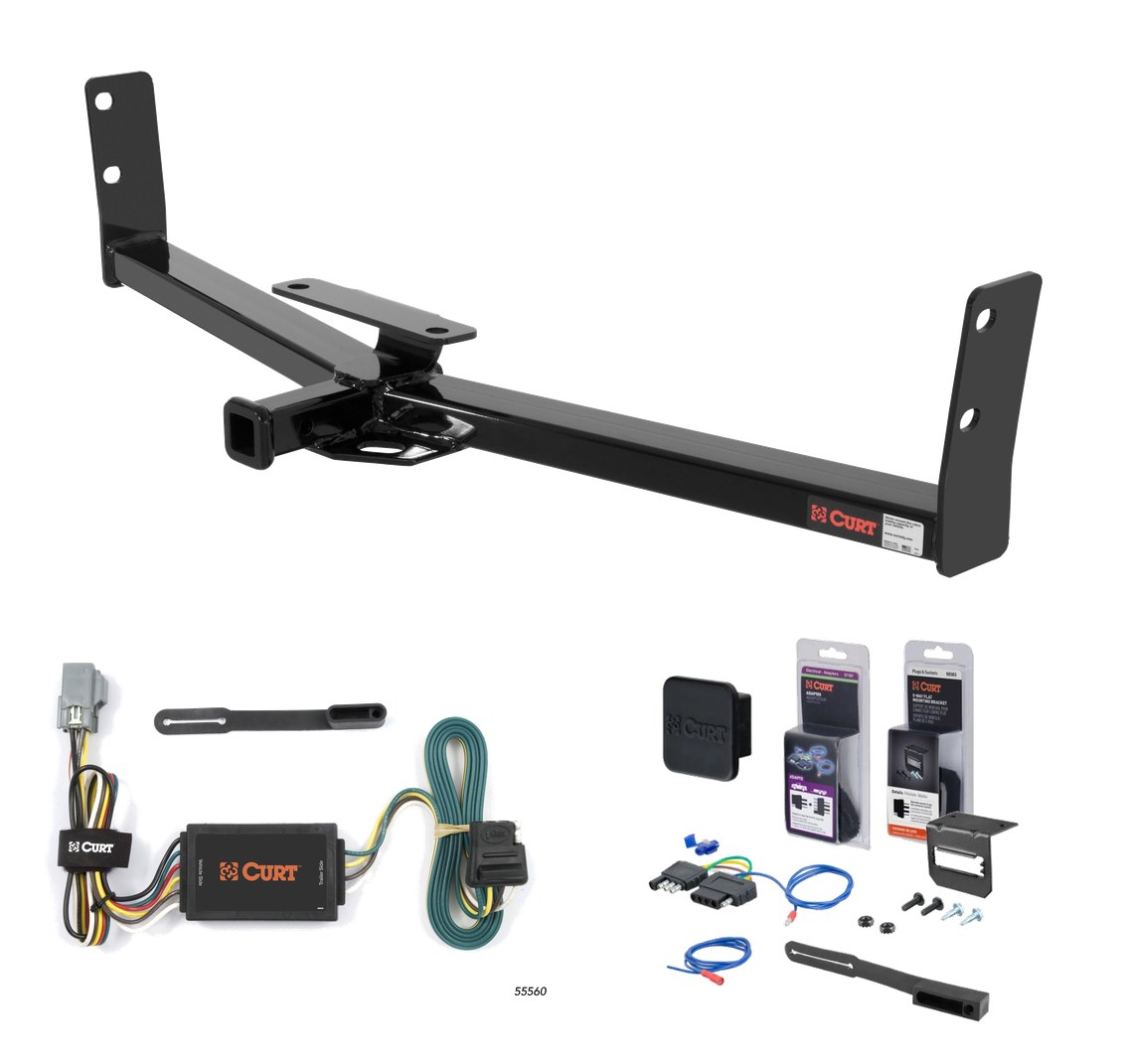 2005 - 2006 Chevrolet Equinox Curt 1-1/4" Class 2 Trailer Tow Hitch + 5-Flat Wiring Kit Tow Boat/Utility Trailer with Surge Brakes 12291 thumbnail 0