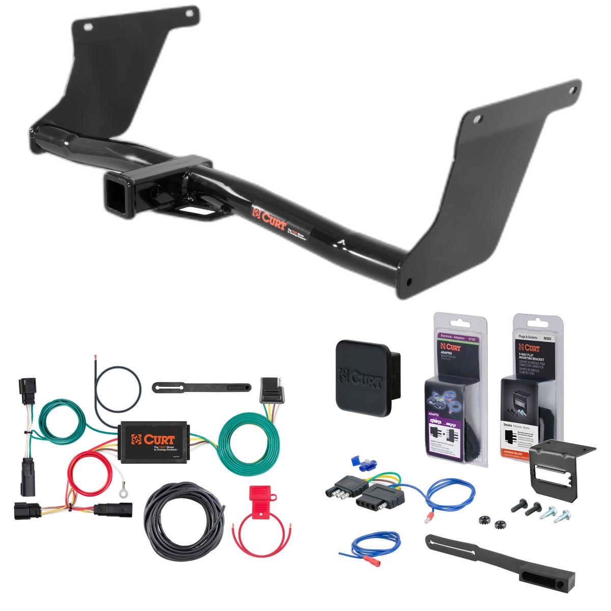 17 - 18 Ford Escape Excluding S & SE Models Curt 2" Class 3 Trailer Tow Hitch + 5-Flat Wiring Kit Tow Boat/Utility Trailer with Surge Brakes 13131 thumbnail 0