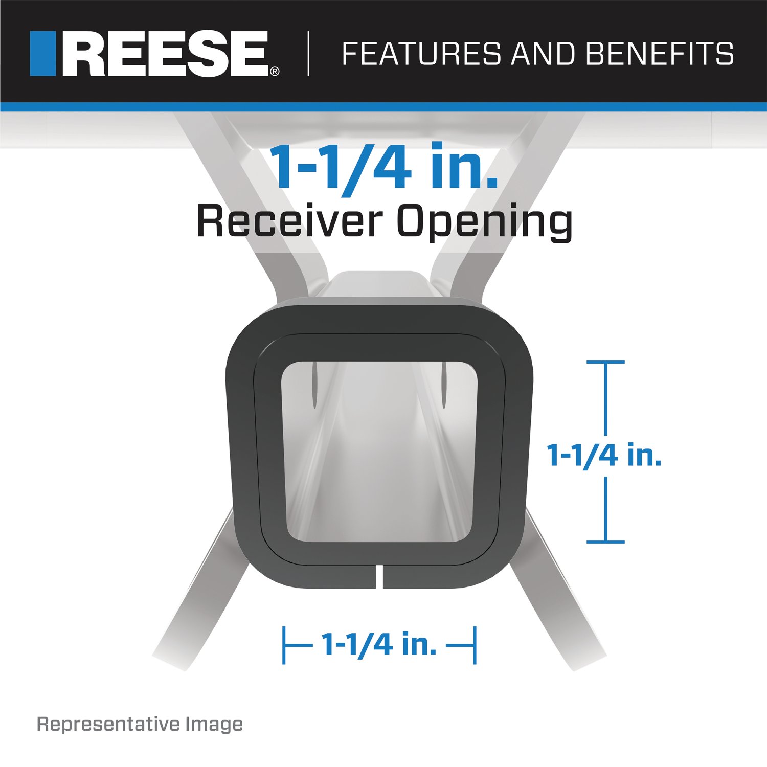Reese Towpower Class 2 Trailer Hitch, 1-1/4-Inch Receiver, Black 06326 thumbnail 1