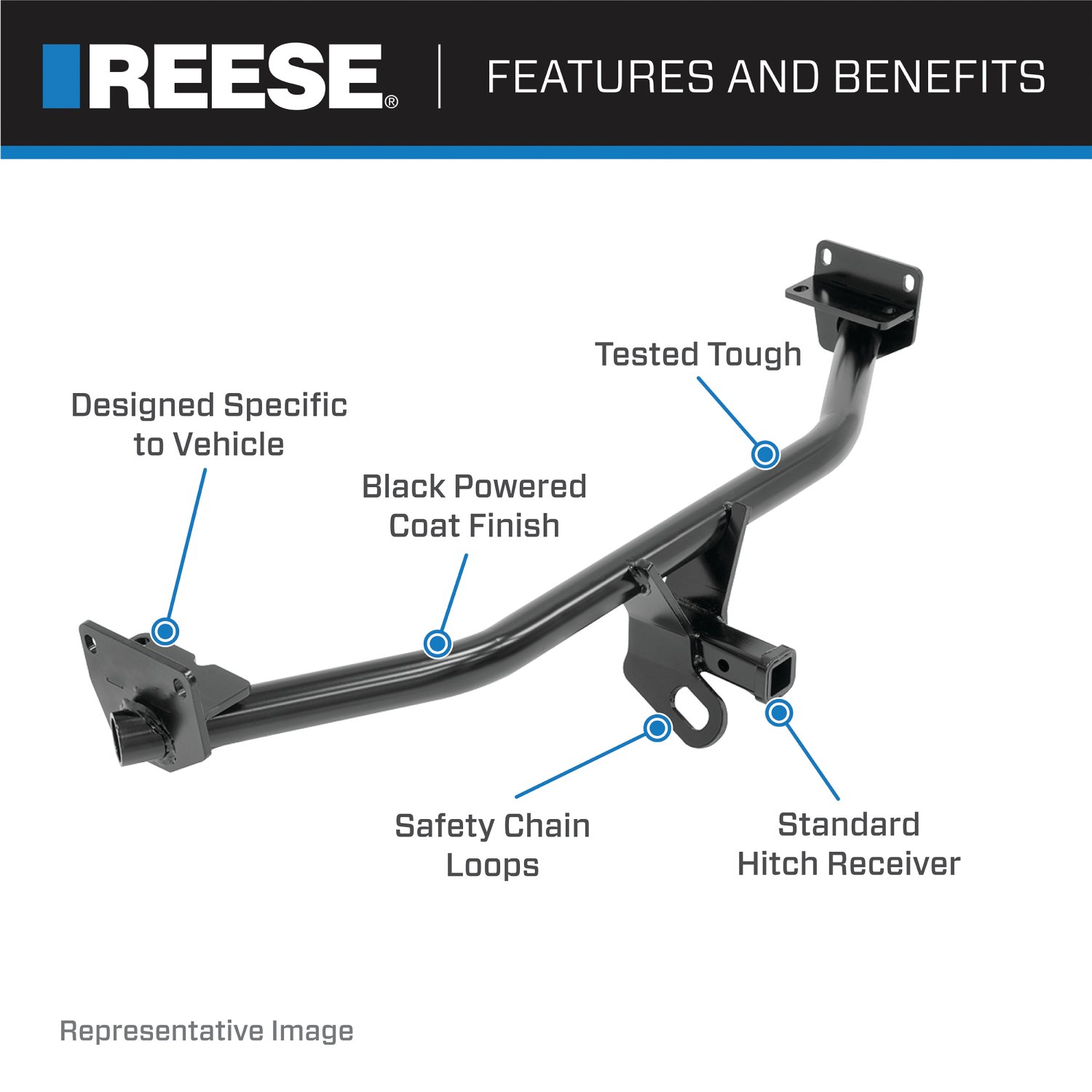 Reese Towpower Class 2 Trailer Hitch, 1-1/4-Inch Receiver, Black 06326 thumbnail 2