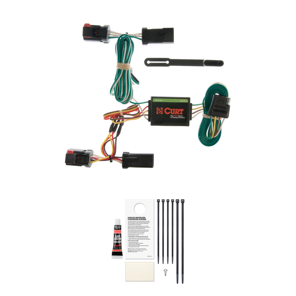 CURT Custom Wiring, 4-Way Flat, Select Caravan, Durango, Town and Country, Voyager Trailer Connector Kit thumbnail 0