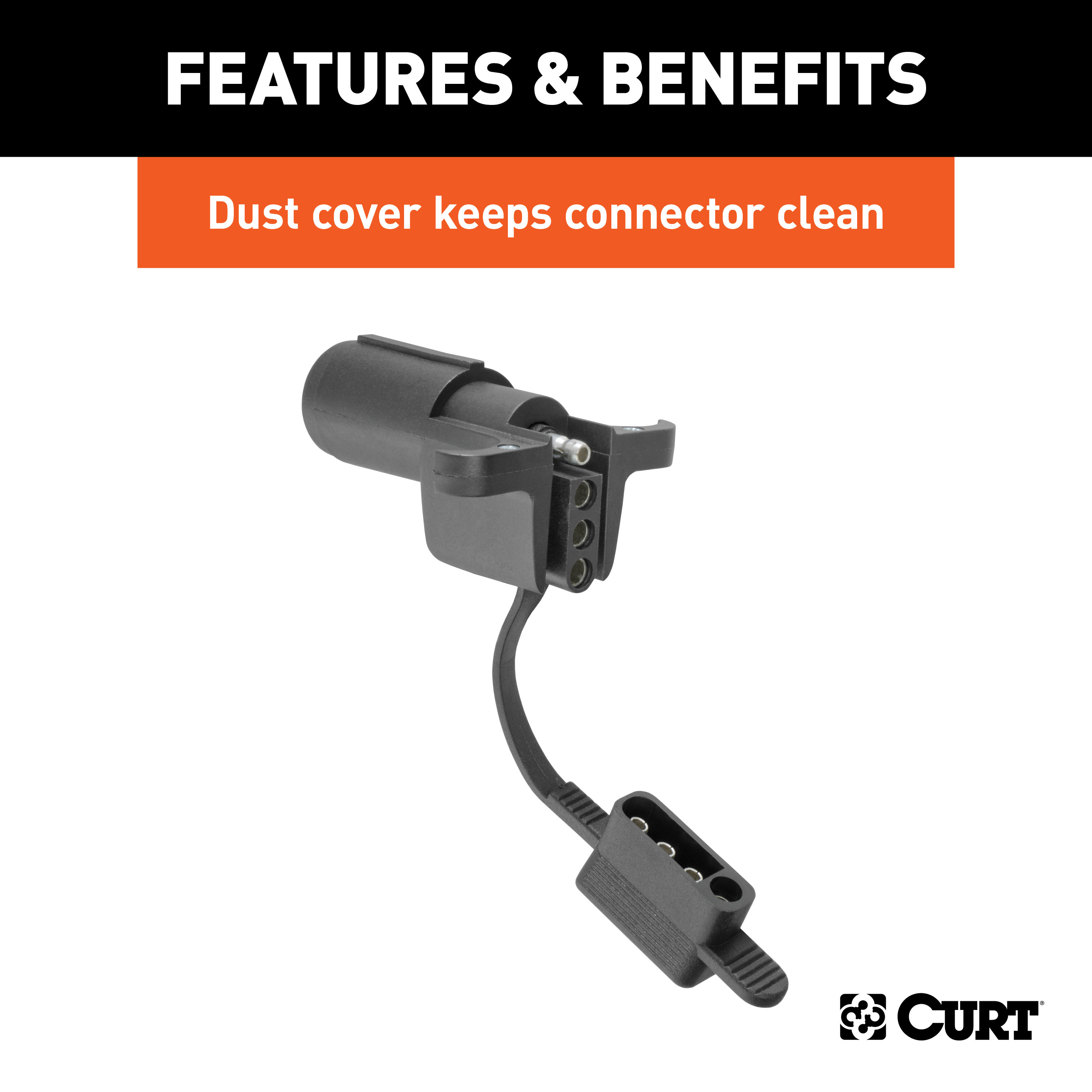 CURT Electrical Adapter with Tester (6-Way Round Vehicle to 4-Way Flat Trailer) Trailer Wiring Adapter Connector thumbnail 4