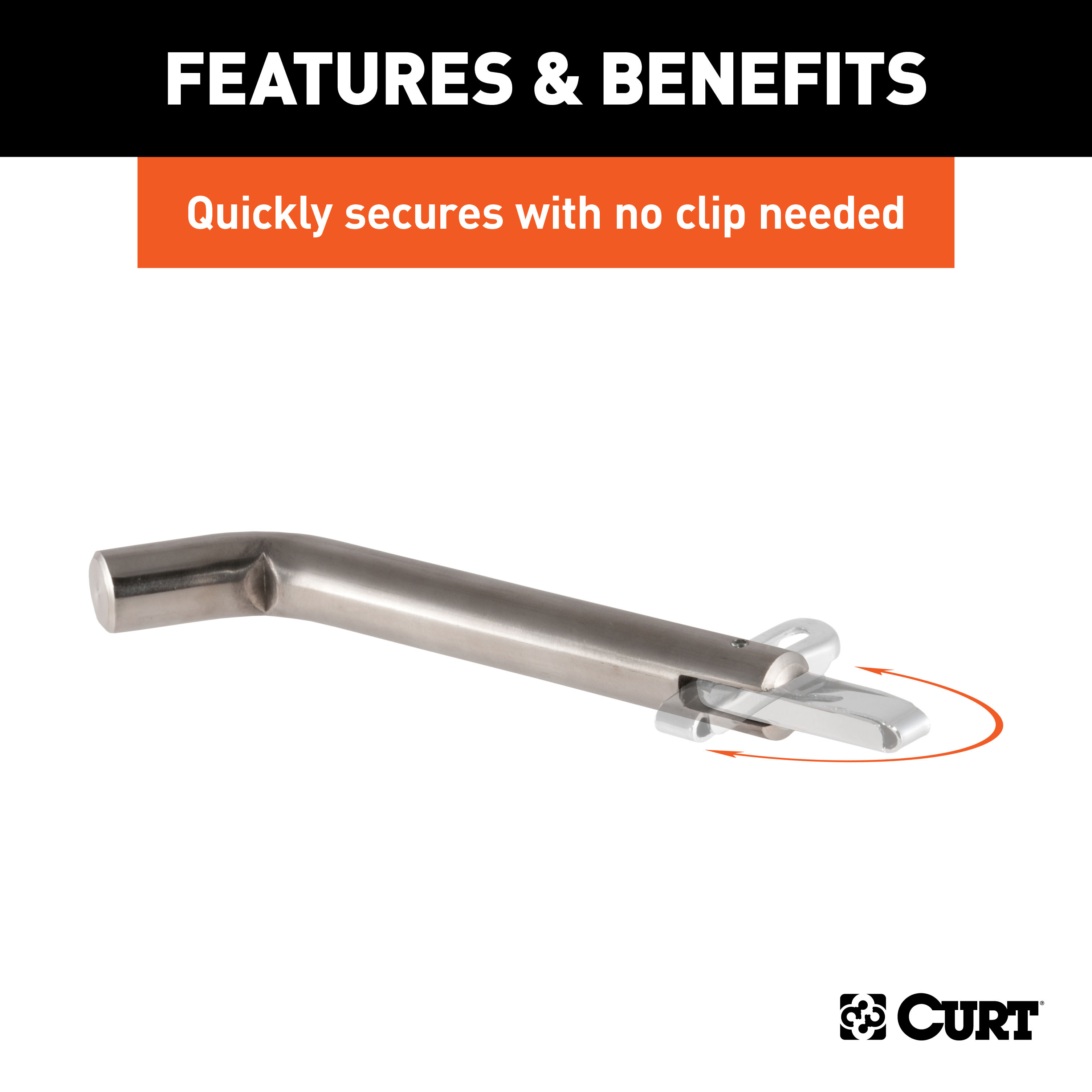 CURT 5/8" Swivel Hitch Pin (2" Receiver, Stainless, Packaged) Trailer Hitch Pin thumbnail 3