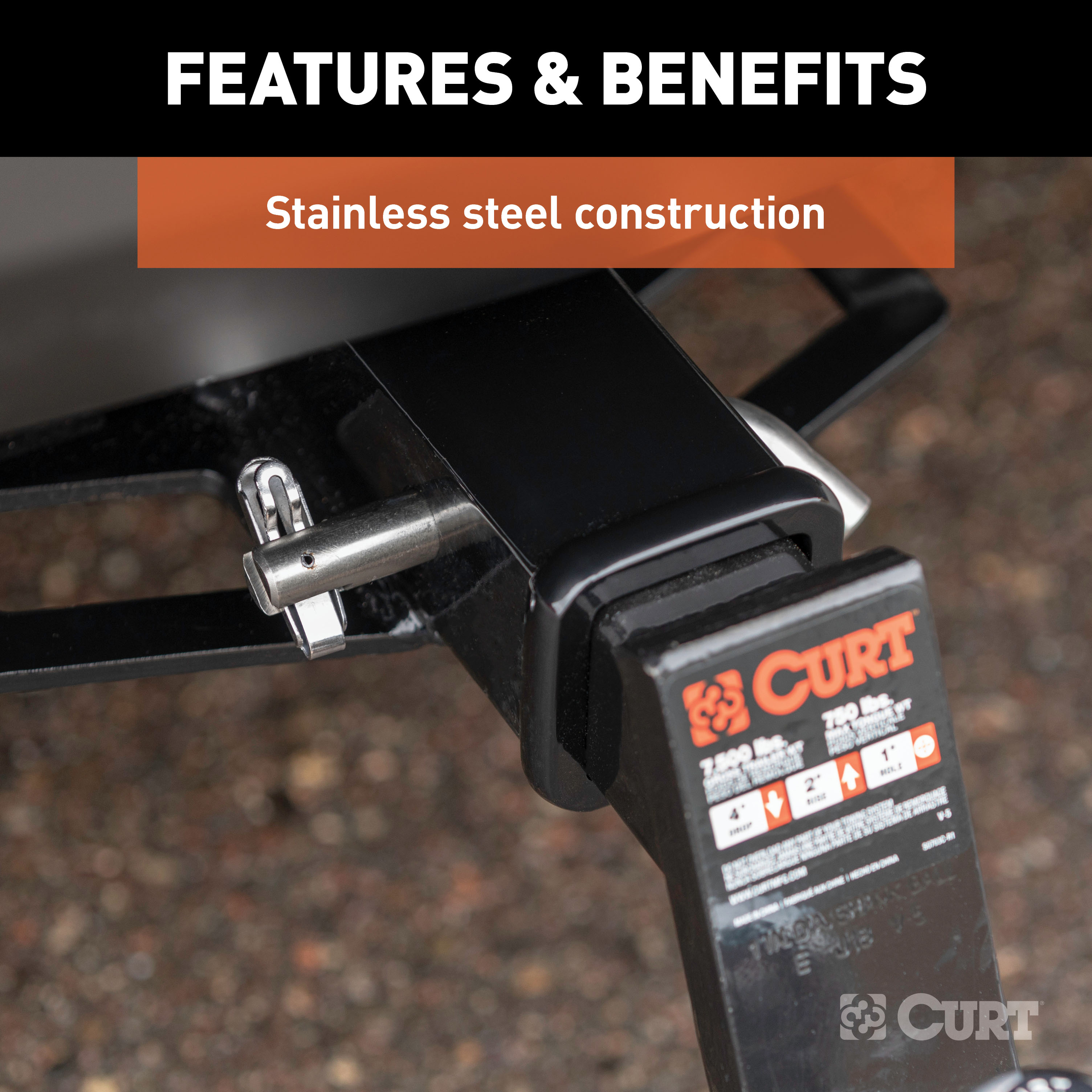 CURT 5/8" Swivel Hitch Pin (2" Receiver, Stainless, Packaged) Trailer Hitch Pin thumbnail 6