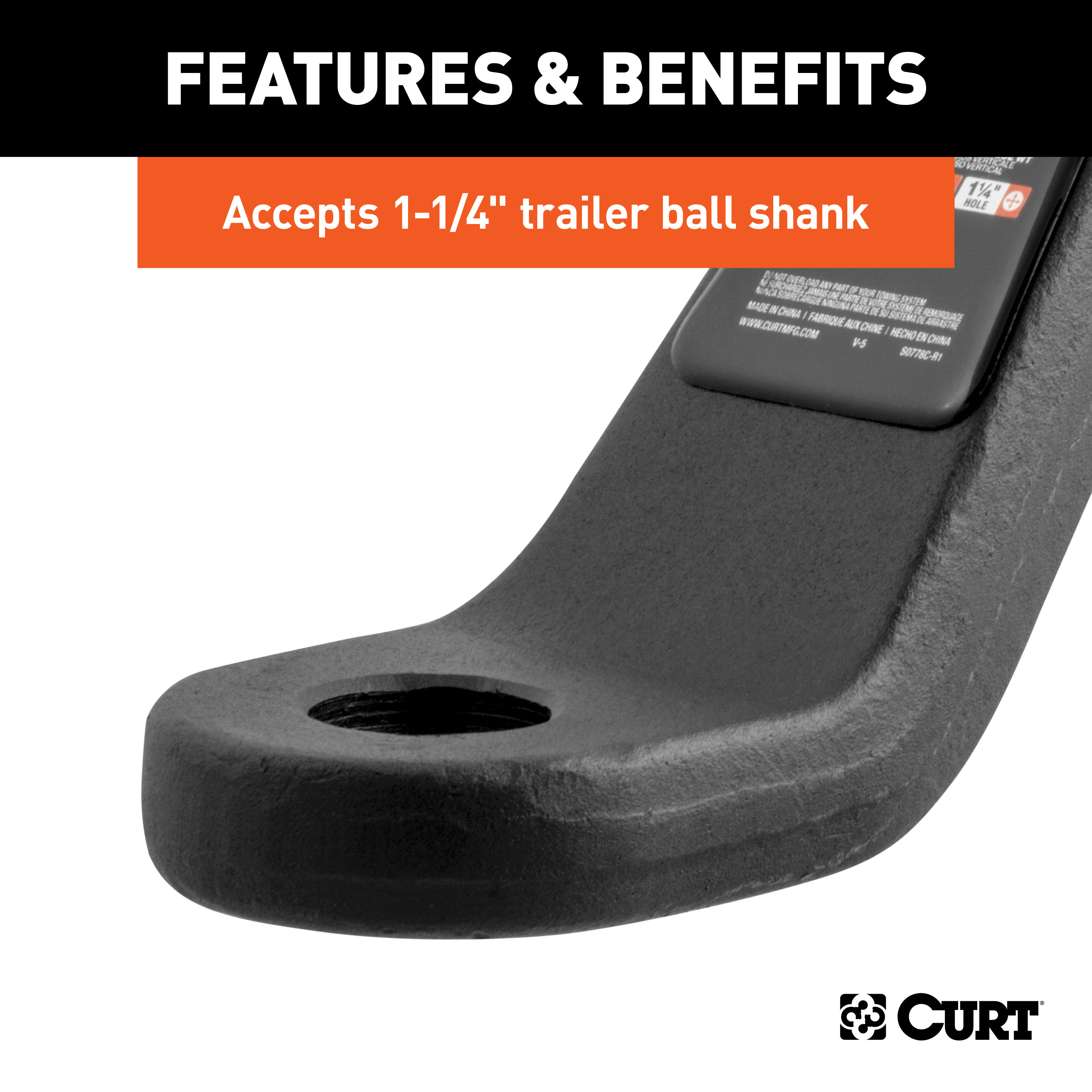 CURT Industrial Duty Forged Ball Mount (3" Shank, 21,000 lbss., 8" Drop, 10-1/2" Long) Trailer Hitch Ball Mount thumbnail 5