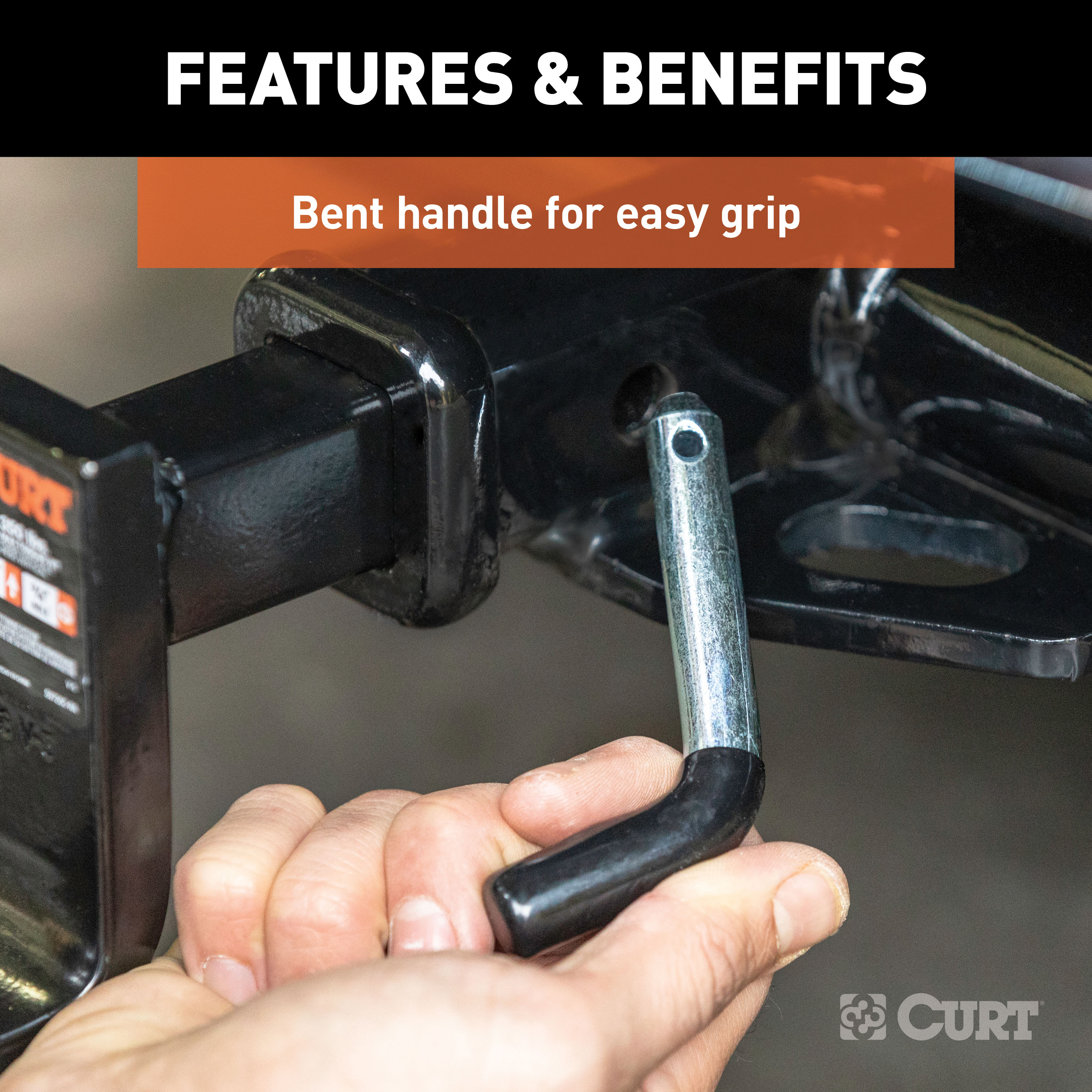 CURT 1/2" Hitch Pin (1-1/4" Receiver, Zinc with Rubber Grip) Trailer Hitch Pin thumbnail 3