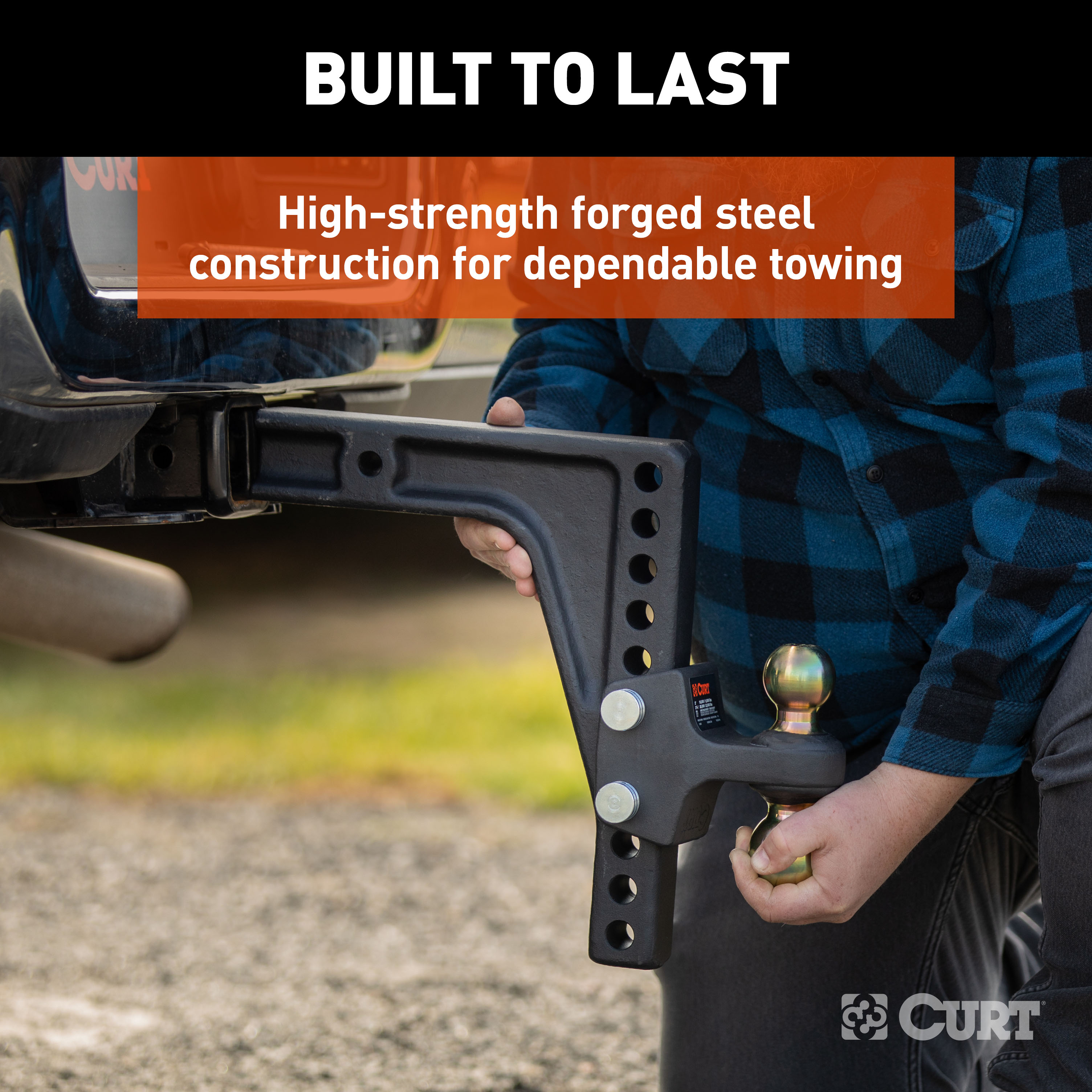 CURT HD Deep-Drop Adjustable Hitch Ball Mount with Dual Ball, 2-1/2" Shank, 20K Trailer Hitch Ball Mount thumbnail 4