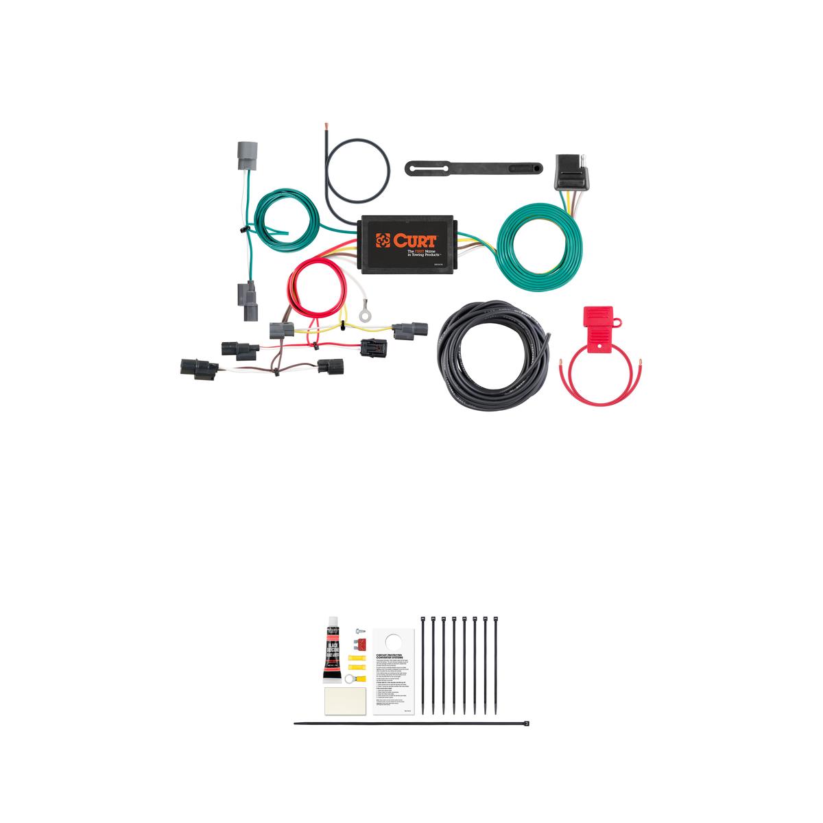 CURT Custom Wiring Harness, 4-Way Flat Output, Select Honda Civic Trailer Connector Kit thumbnail 0
