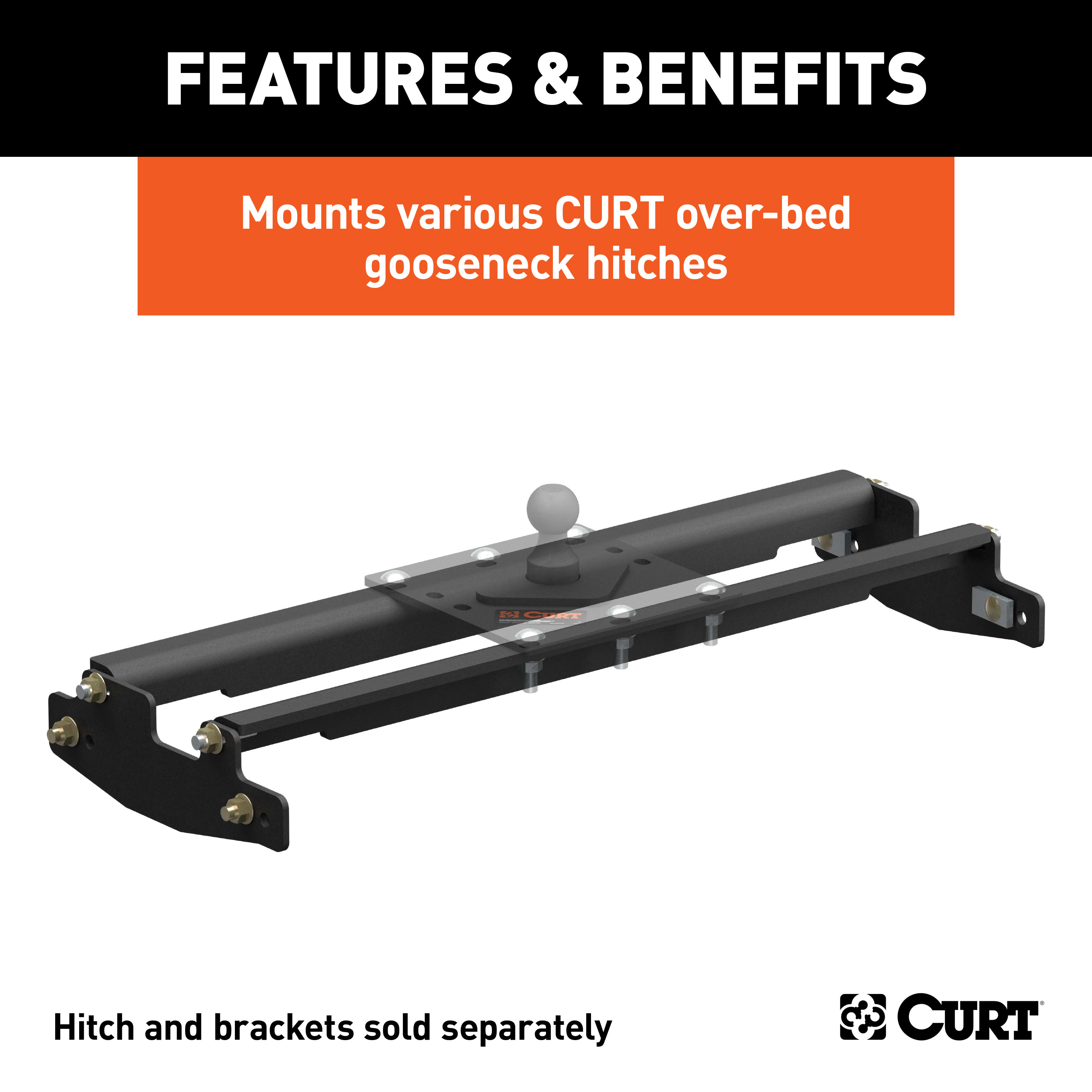 CURT Over-Bed Gooseneck Installation Brackets, Select Silverado, Sierra 2500, 3500 HD Gooseneck Trailer Hitch Mount Kit thumbnail 1