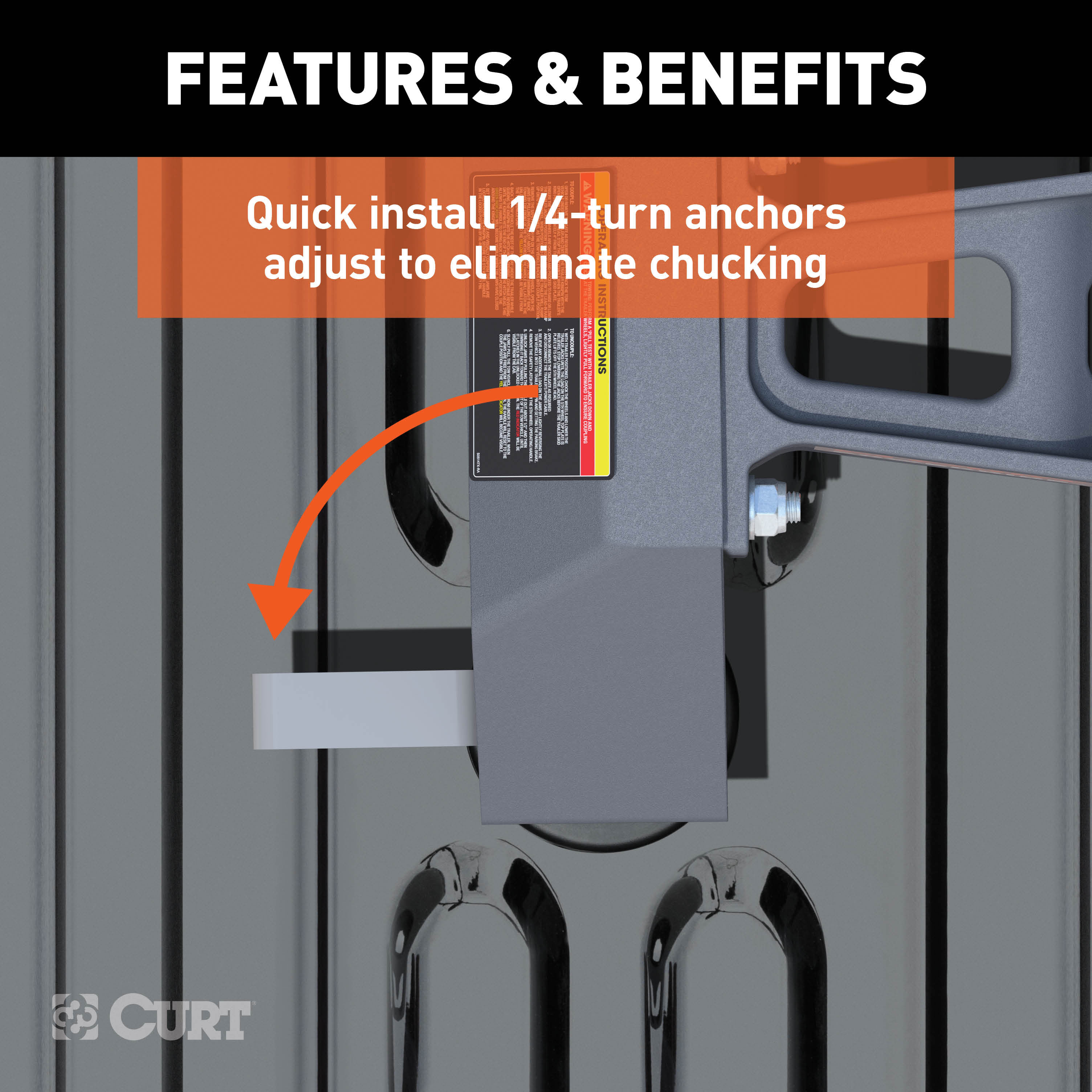 CURT Puck 5th Wheel Legs, Select Silverado, Sierra HD, 8' Bed, 30K, Teridium Grey Fifth Wheel Trailer Hitch Mount Leg thumbnail 3