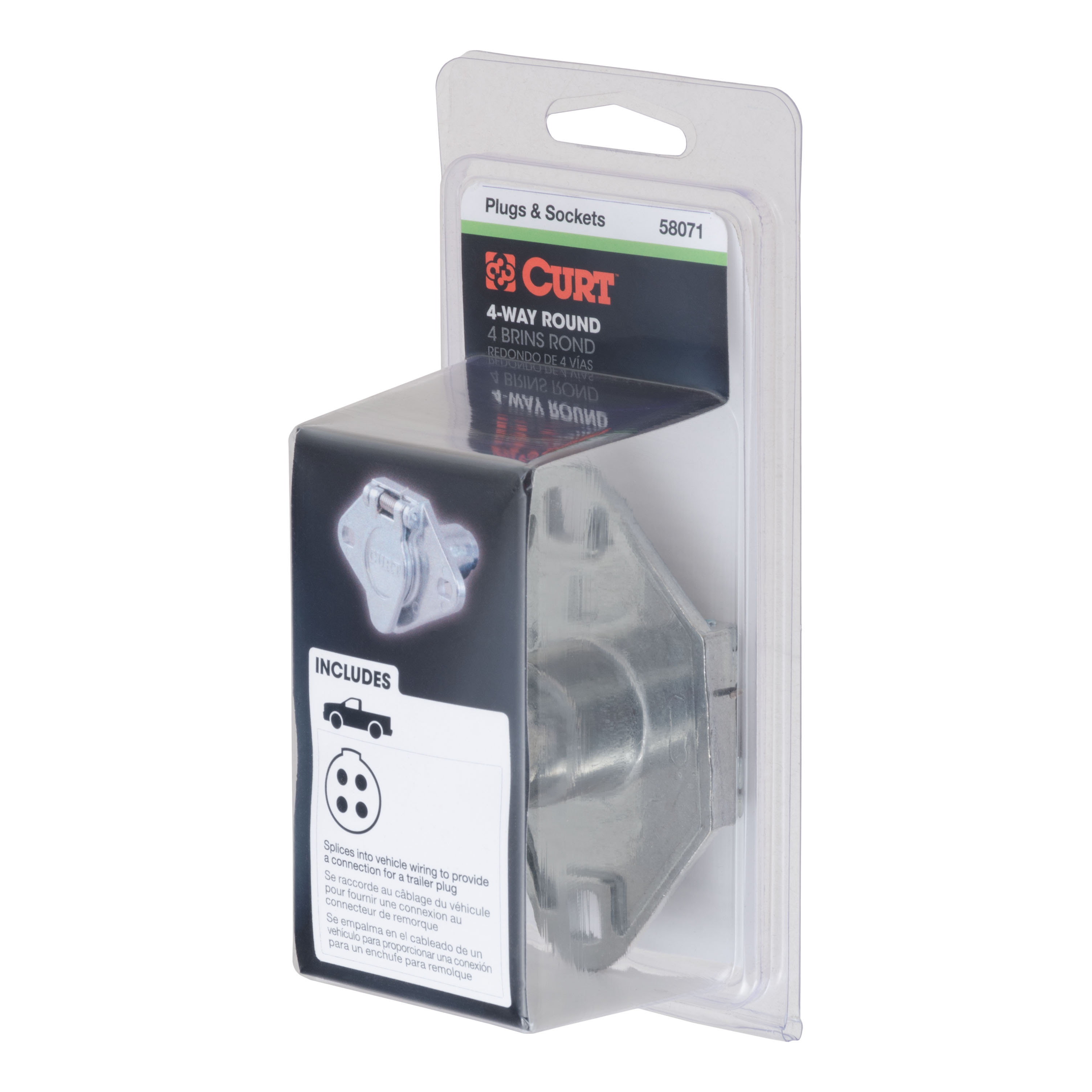 CURT 4-Way Round Connector Socket (Vehicle Side, Packaged) Trailer Connector Kit thumbnail 4