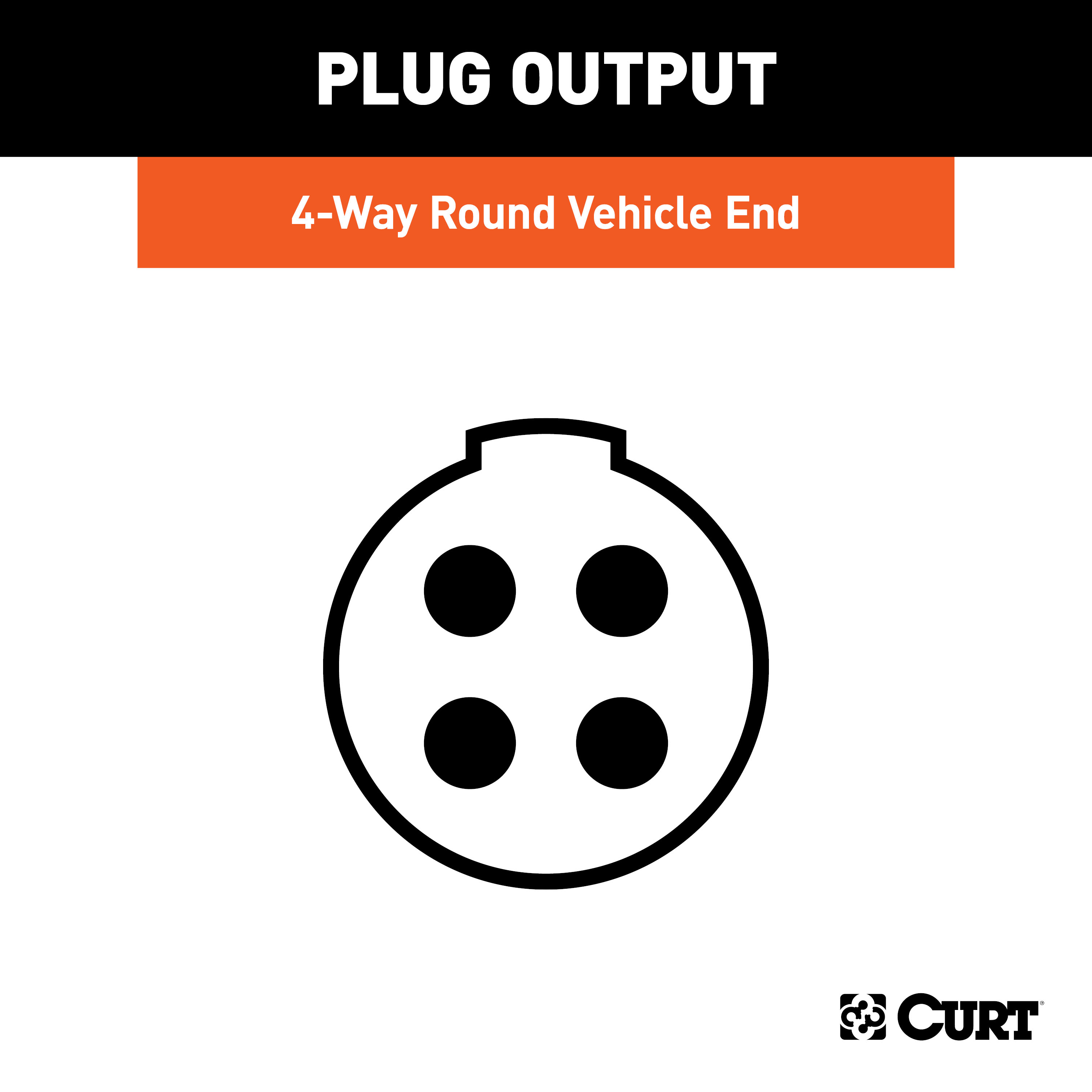 CURT 4-Way Round Connector Socket (Vehicle Side, Packaged) Trailer Connector Kit thumbnail 3